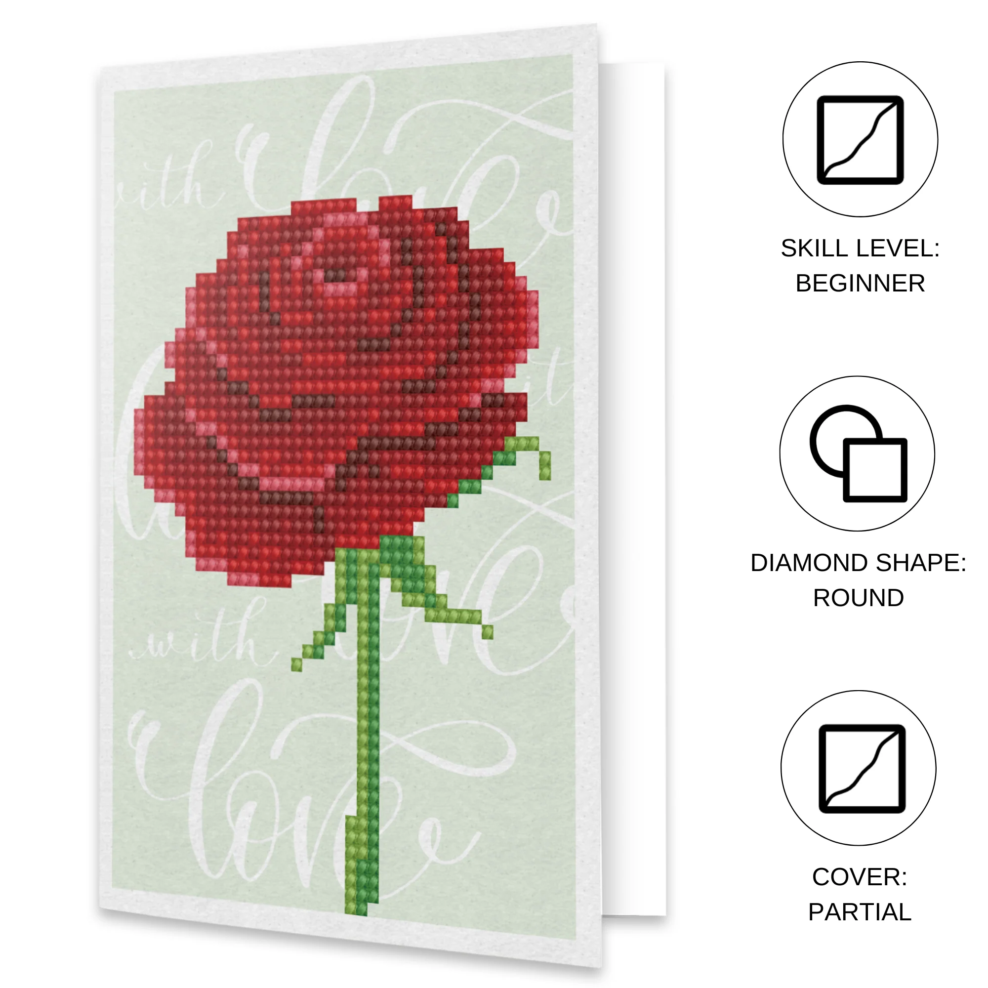 Diamond Dotz Love Rose Greeting Card - 5.0" x 7.0" - Image 3