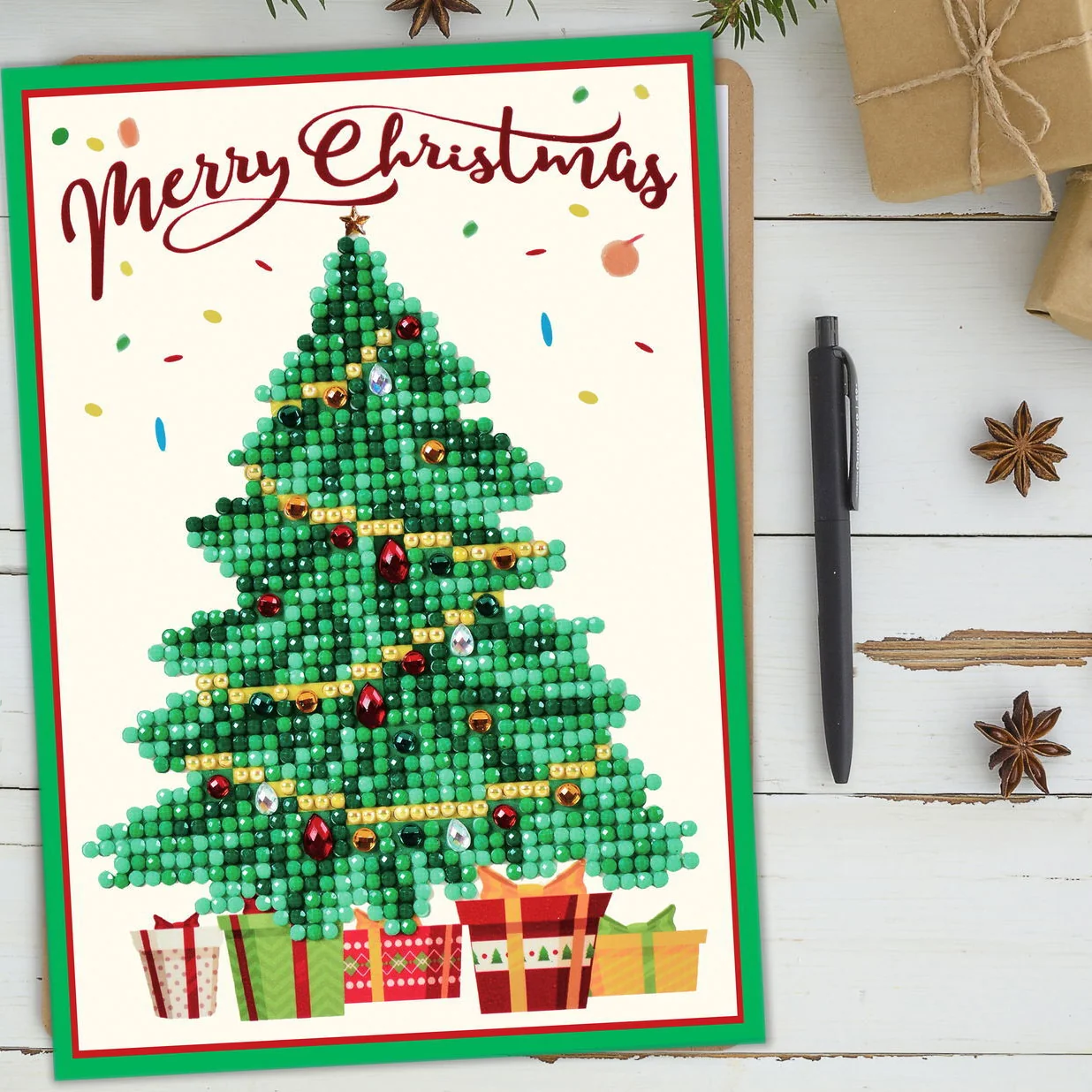 Diamond Dotz Merry Christmas Tree Greeting Card - 5.0" x 7.0" - Image 4