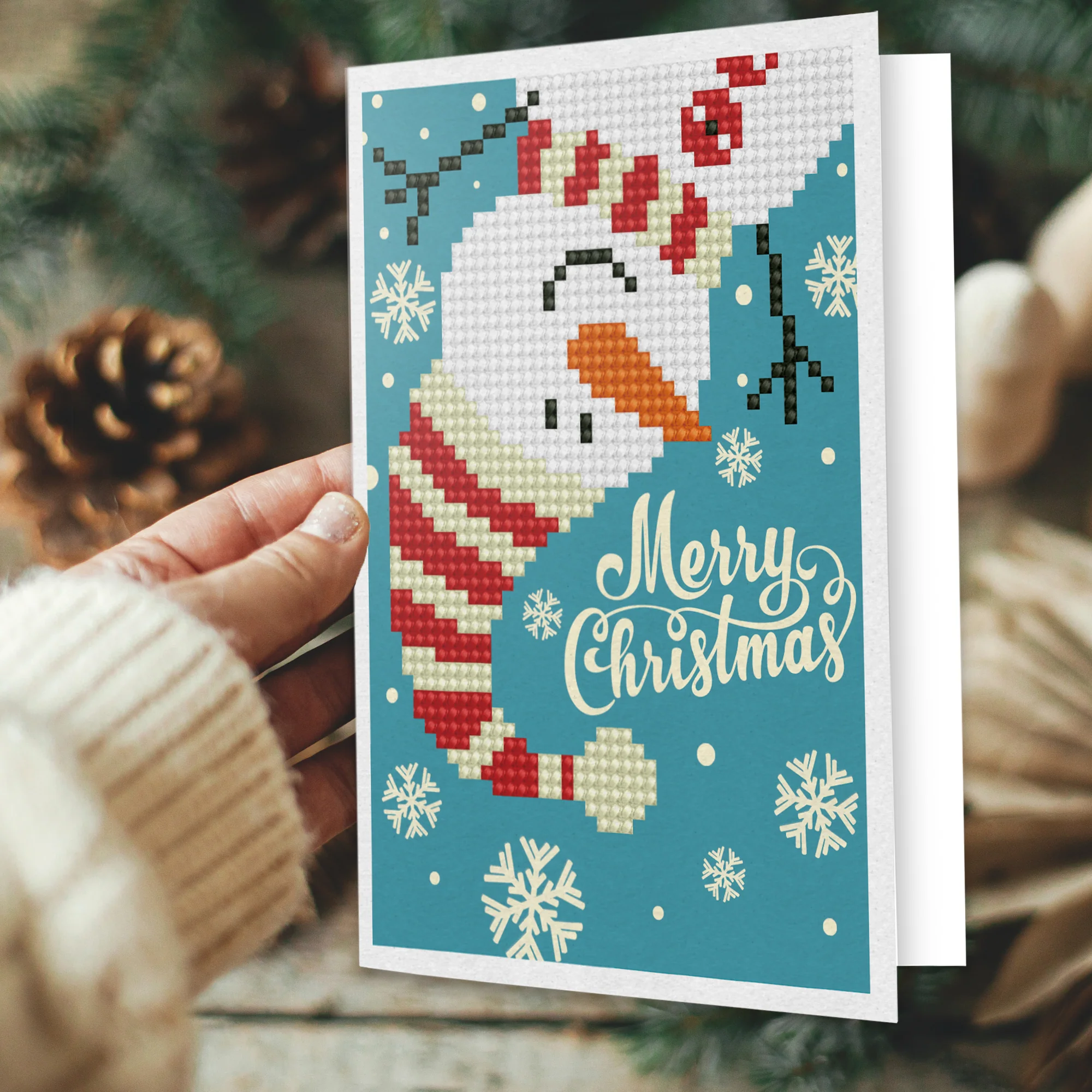 Diamond Dotz Merry Christmas Snowman Greeting Card - 5.0" x 7.0" - Image 6