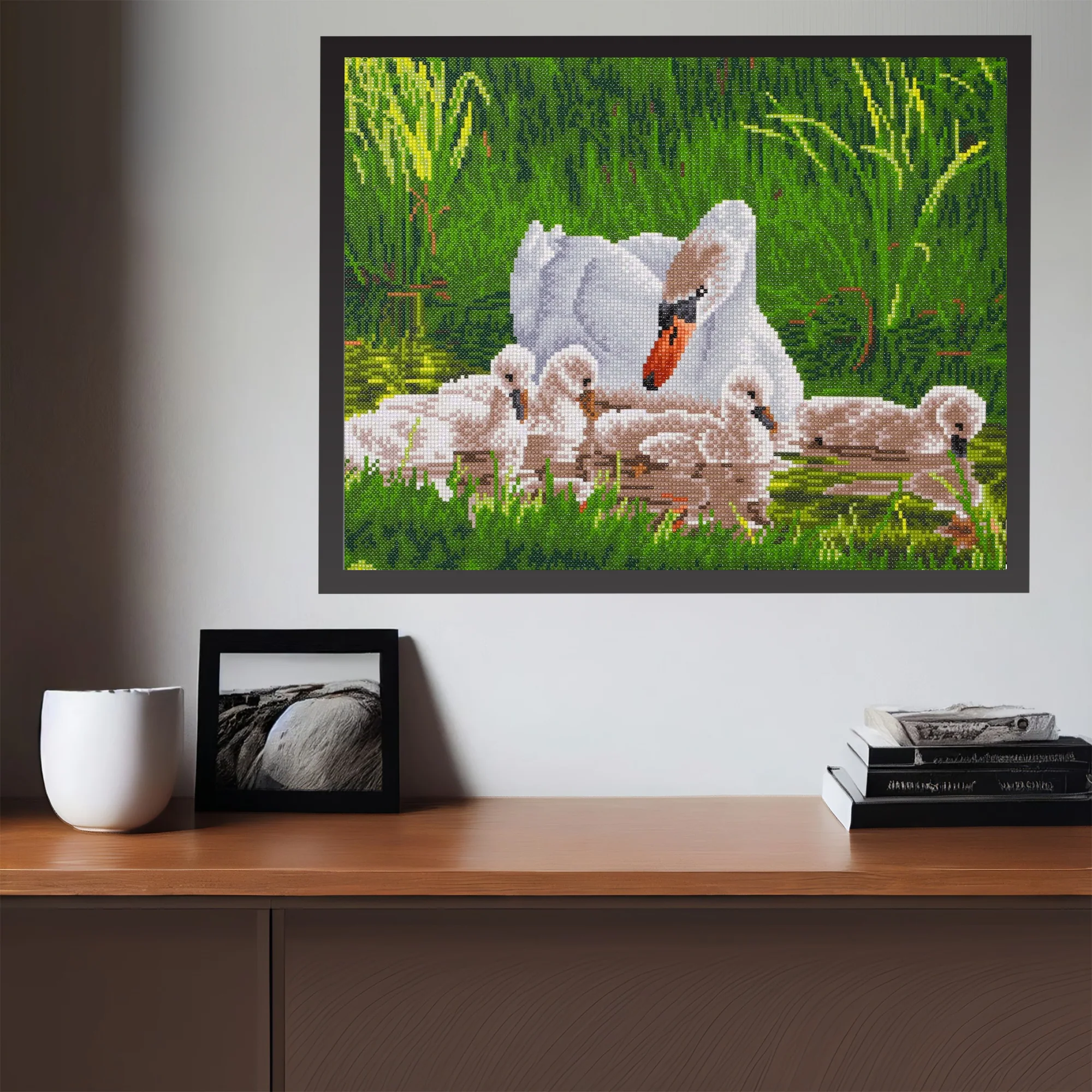 Diamond Dotz Mother Swan & Signets - 24.4" x 16.1" - Image 2