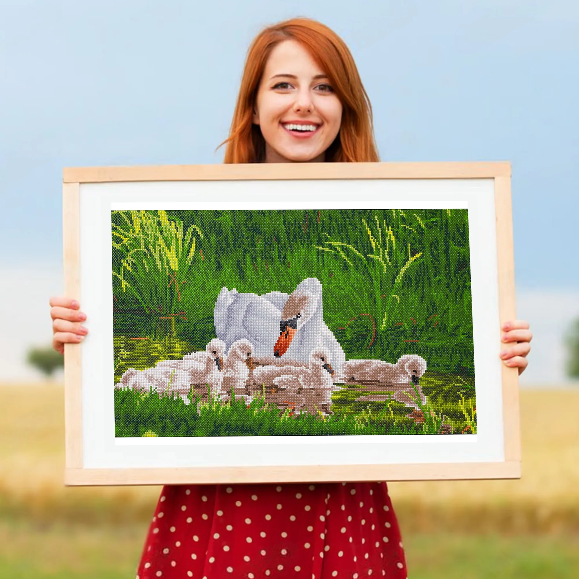 Diamond Dotz Mother Swan & Signets - 24.4" x 16.1" - Image 3