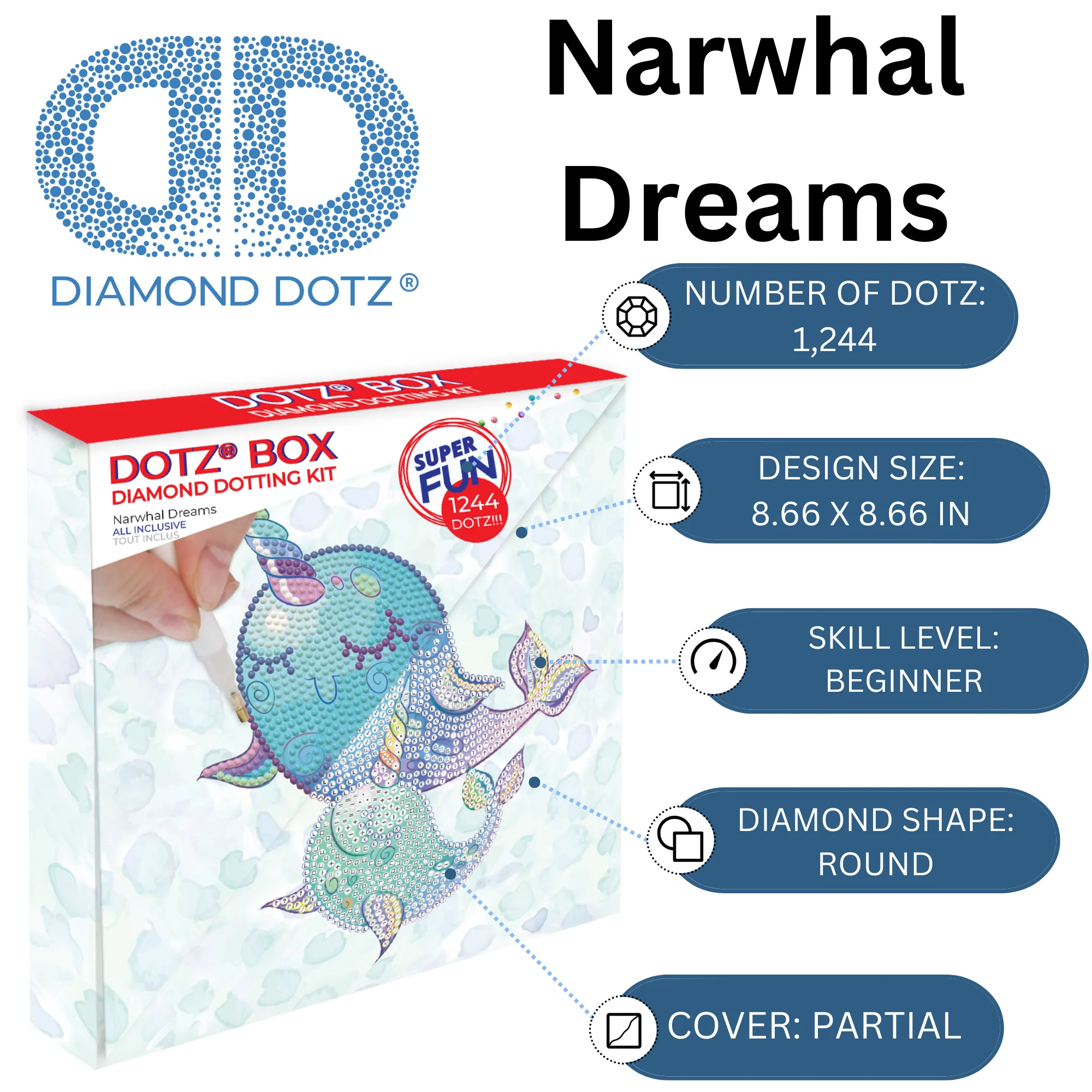 Diamond Dotz Decorative Box Narwhal Dreams - 8.7" x 8.7" - Image 3