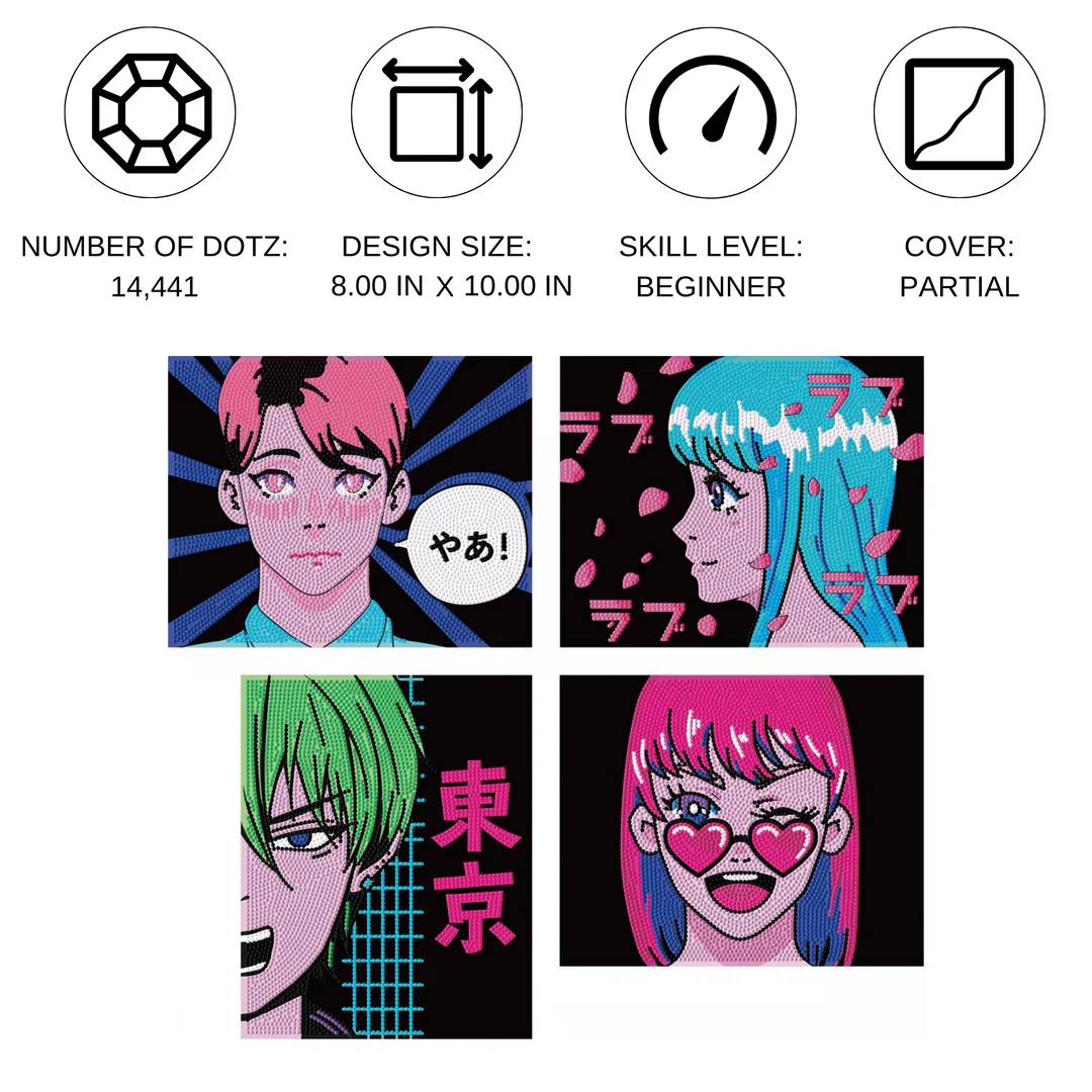 Diamond Dotz Neon Flock Anime - 8.0" x 10.0" - Image 3