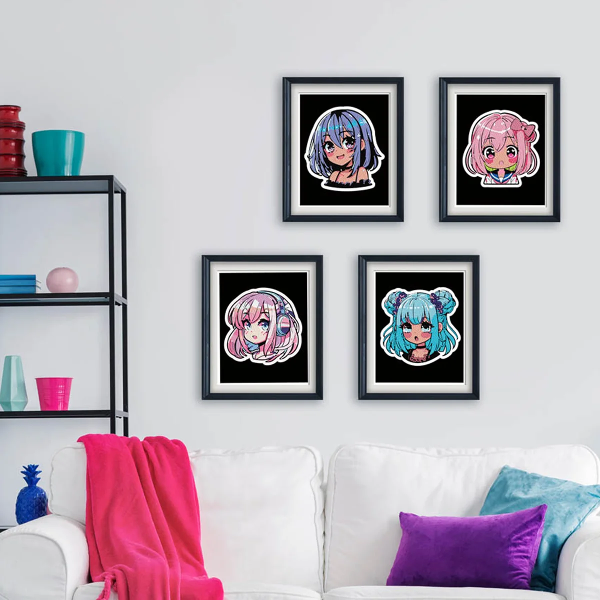 Diamond Dotz Neon Flock Anime Girls - 8.0" x 10.0" - Image 2