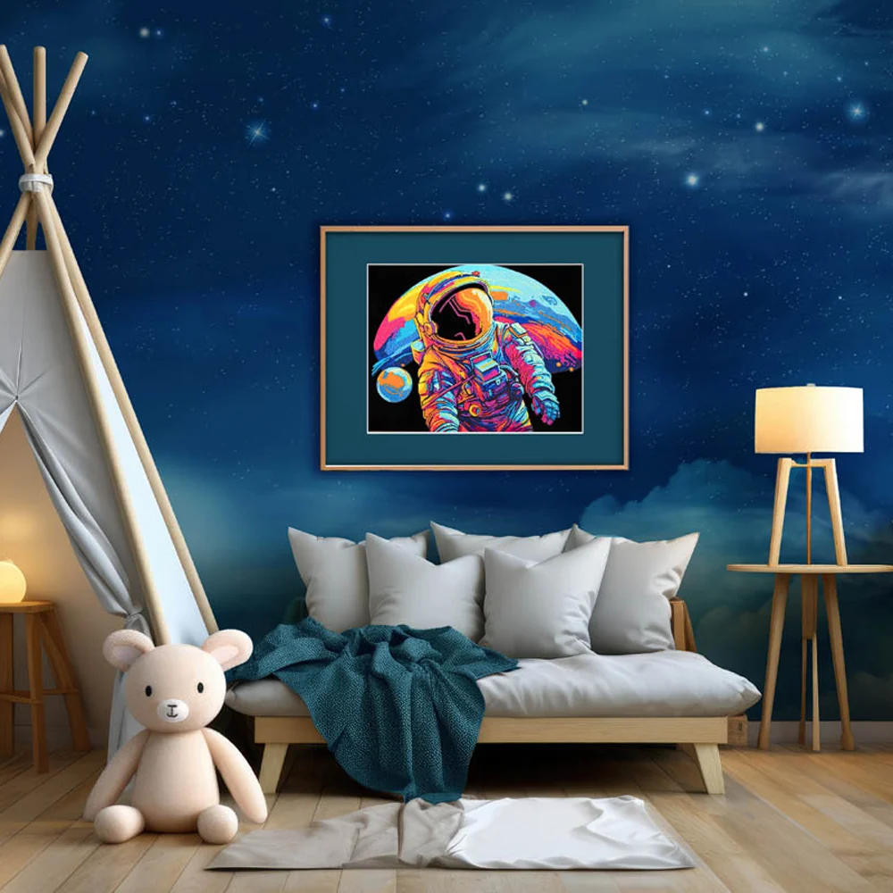 Diamond Dotz Neon Flock Astronaut - 18.0" x 14.0" - Image 4