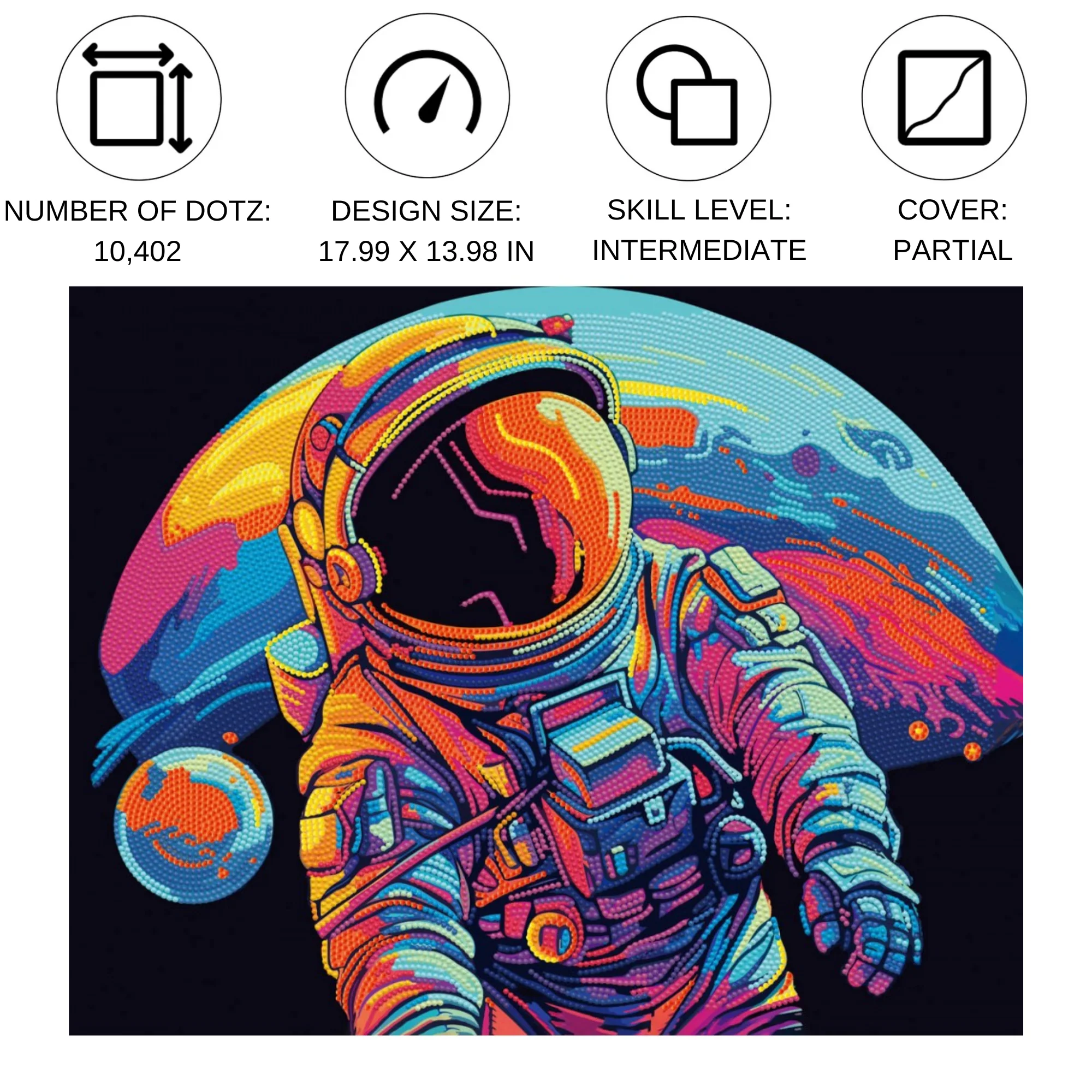 Diamond Dotz Neon Flock Astronaut - 18.0" x 14.0" - Image 5