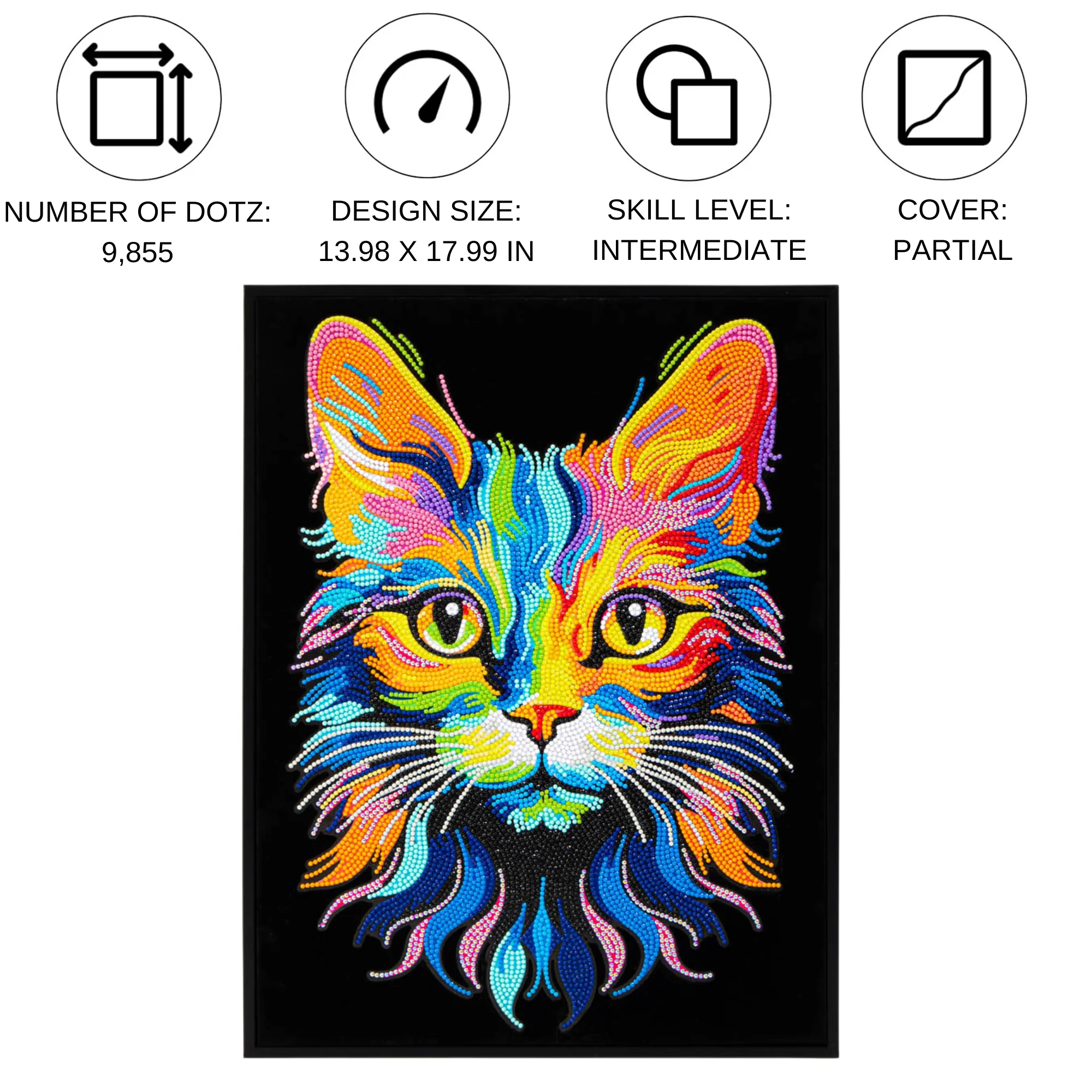 Diamond Dotz Neon Flock Cat - 14.0" x 18.0" - Image 5
