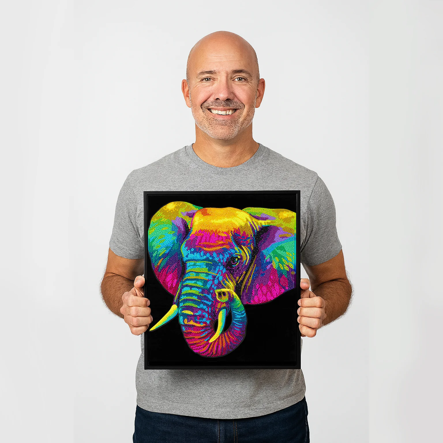 Diamond Dotz Neon Flock Elephant - 14.0" x 18.0" - Image 2