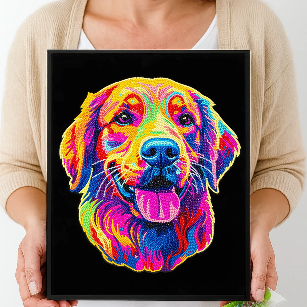 Diamond Dotz Neon Flock Golden Retriever - 14.0" x 18.0" - Image 3