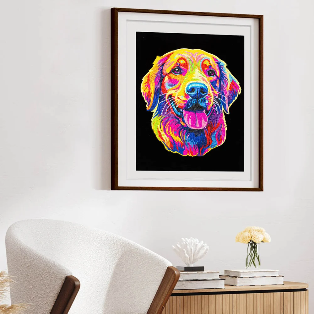 Diamond Dotz Neon Flock Golden Retriever - 14.0" x 18.0" - Image 4