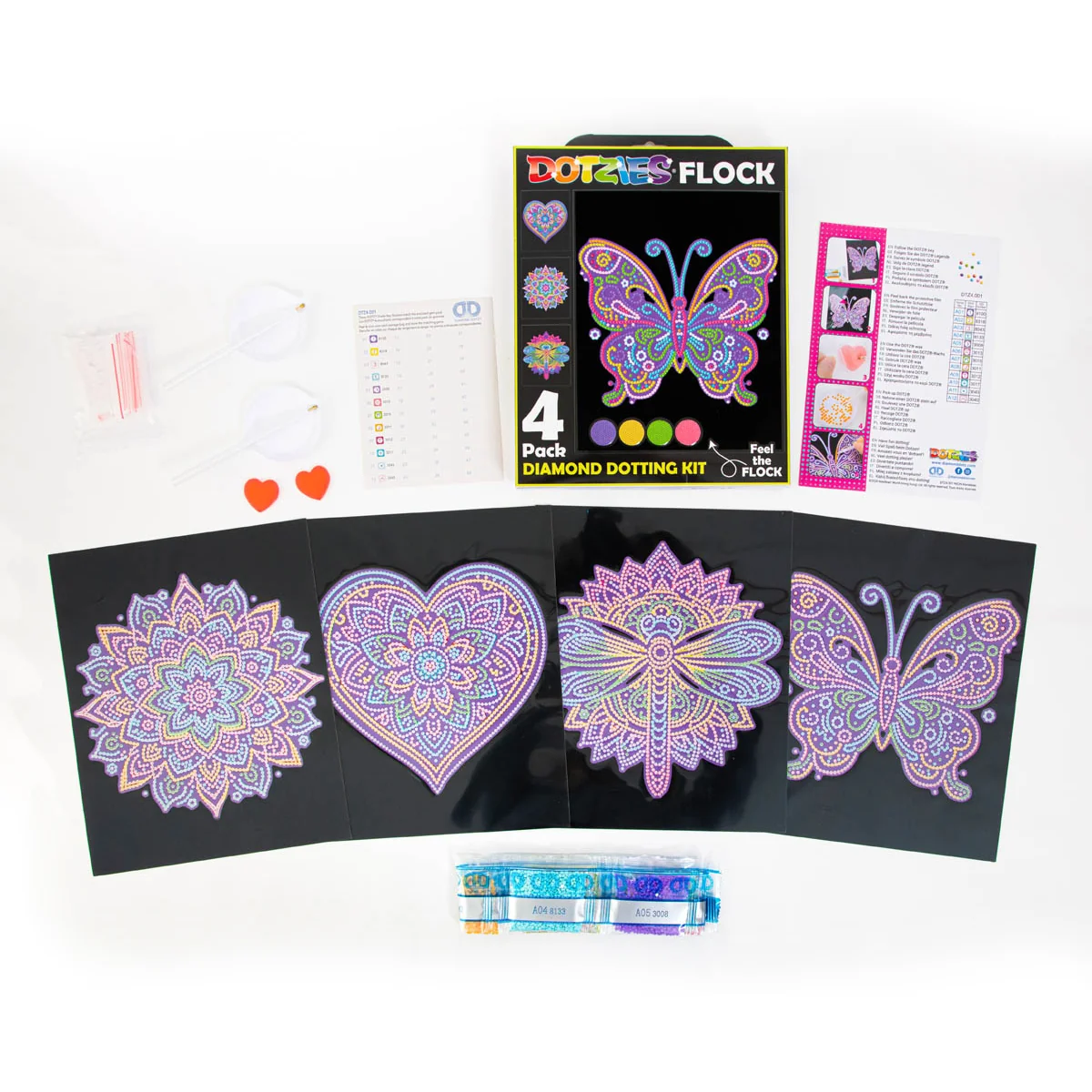 Diamond Dotz Neon Flock Mandalas - 10.0" x 8.0" - Image 5