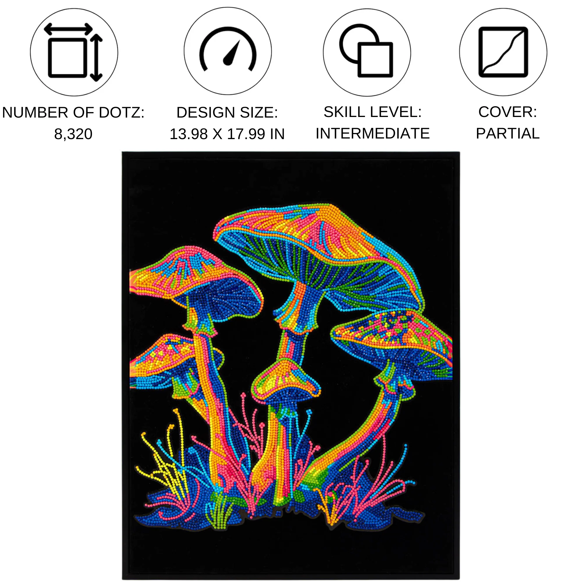 Diamond Dotz Neon Flock Mushrooms - 14.0" x 18.0" - Image 5