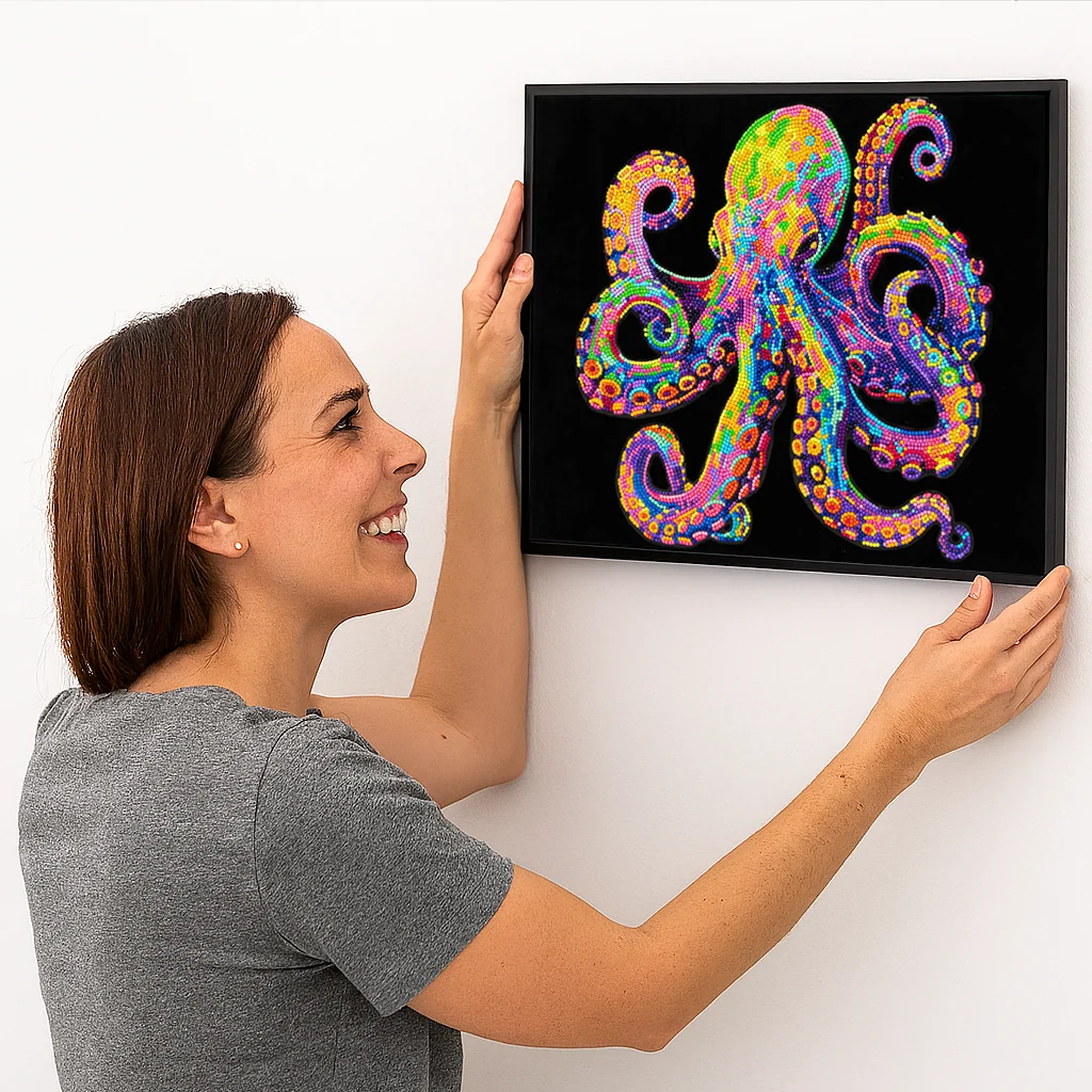 Diamond Dotz Neon Flock Octopus - 18.0" x 14.0" - Image 4