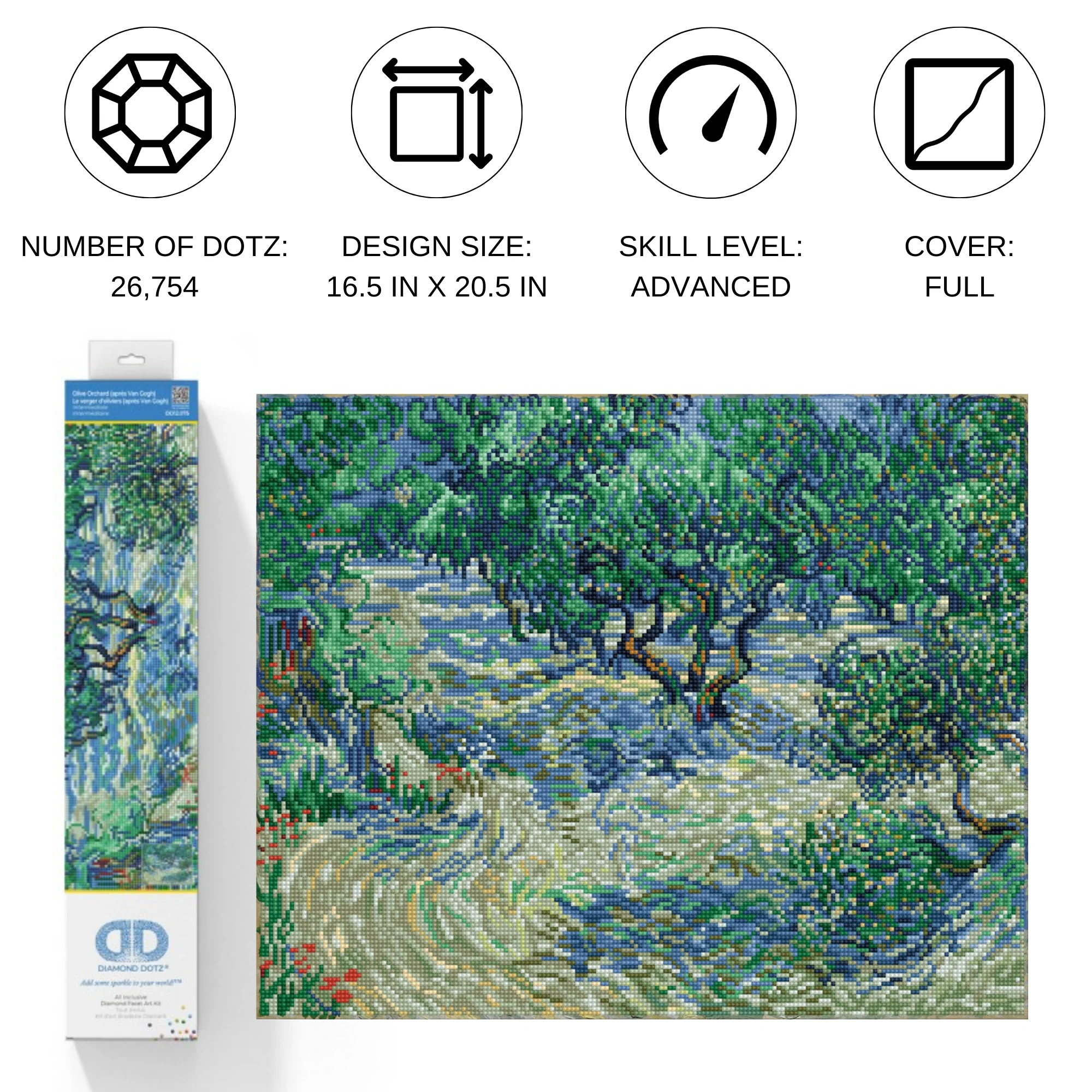 Diamond Dotz Olive Orchard (Van Gogh) - 20.5" x 16.5" - Image 5