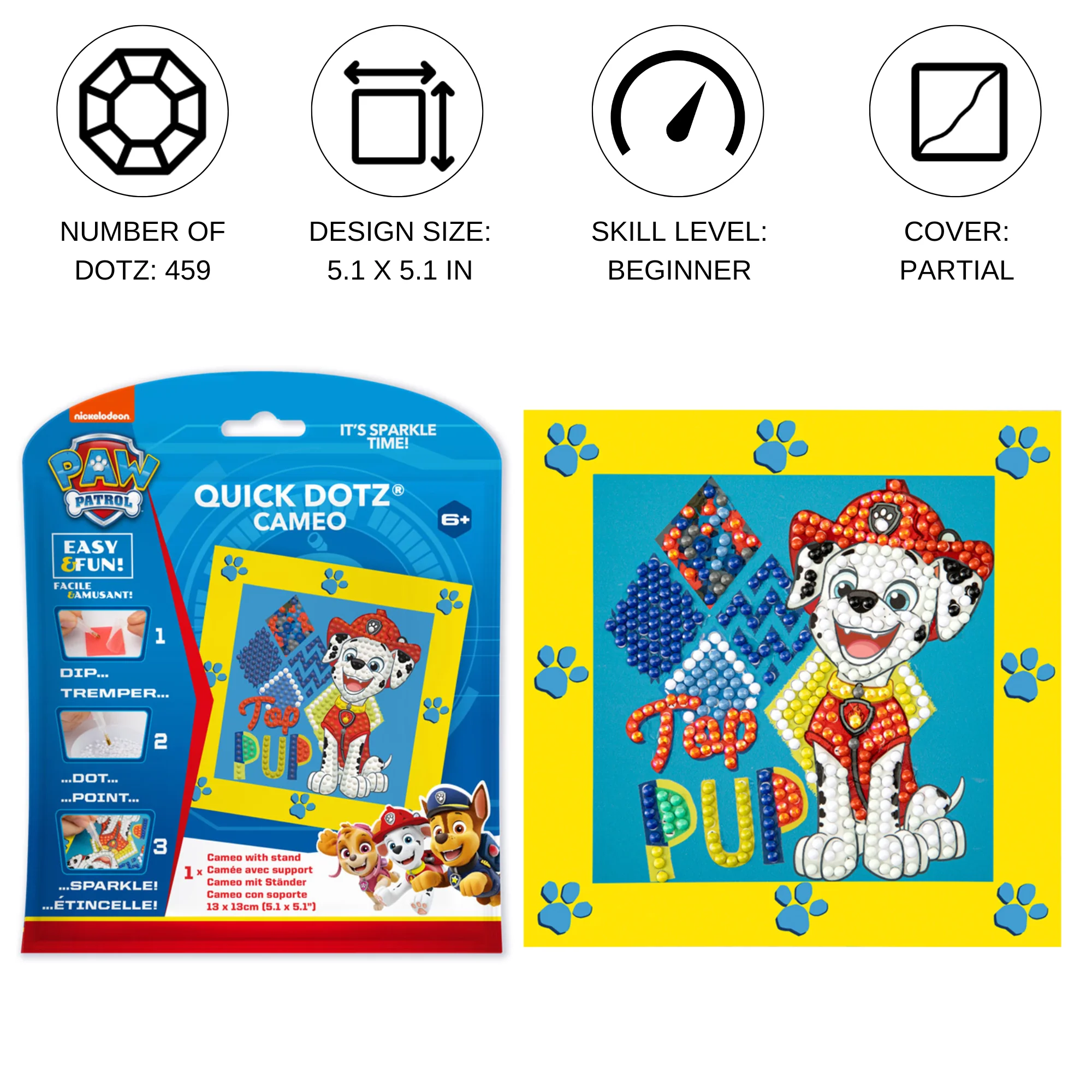 Diamond Dotz DOTZIES PAW PATROL Top Pup Diamond Painting - 5.1" x 5.1" - Image 3