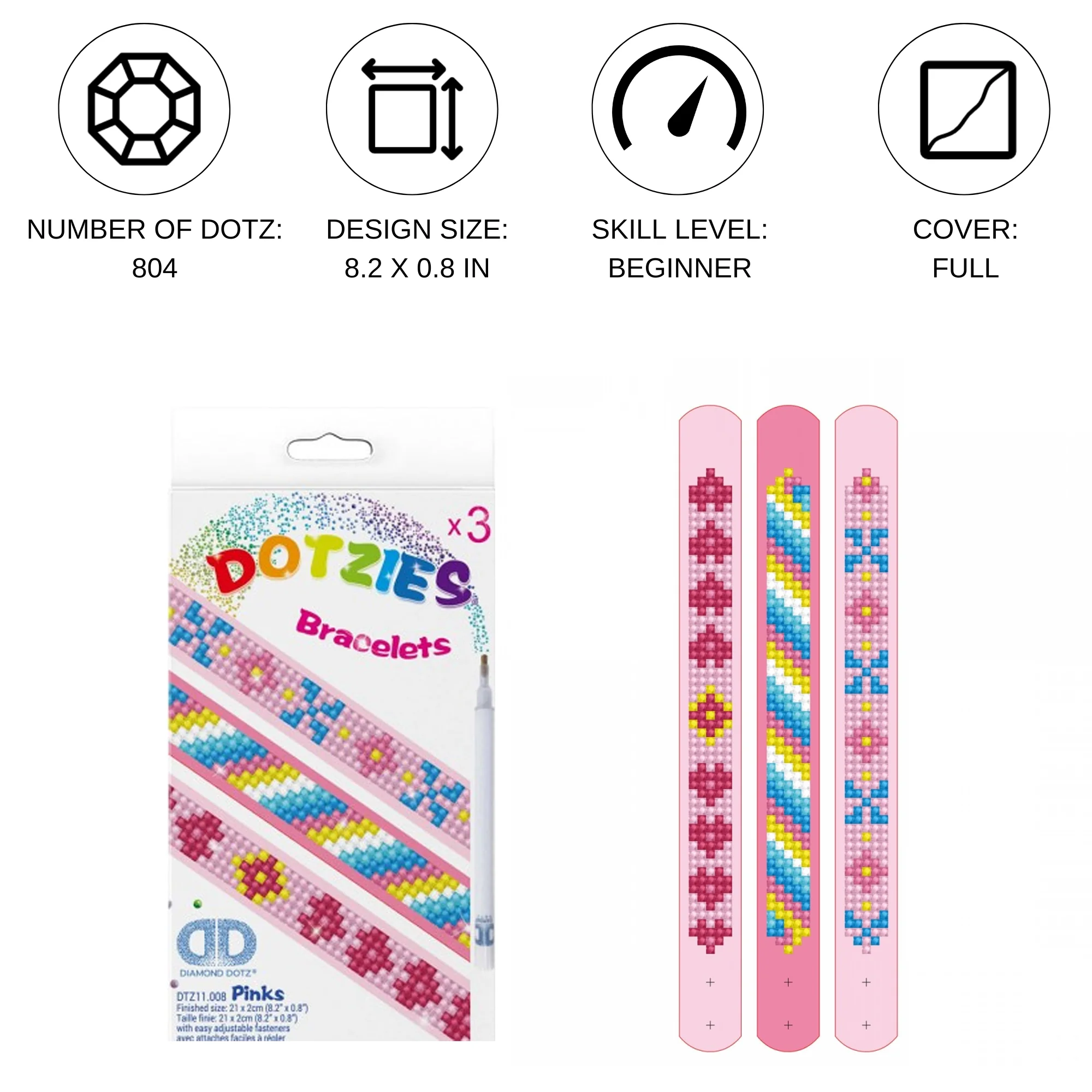 Diamond Dotz DOTZIES Pinks Bracelets Diamond Painting - 8.3" x 0.8" - Image 3