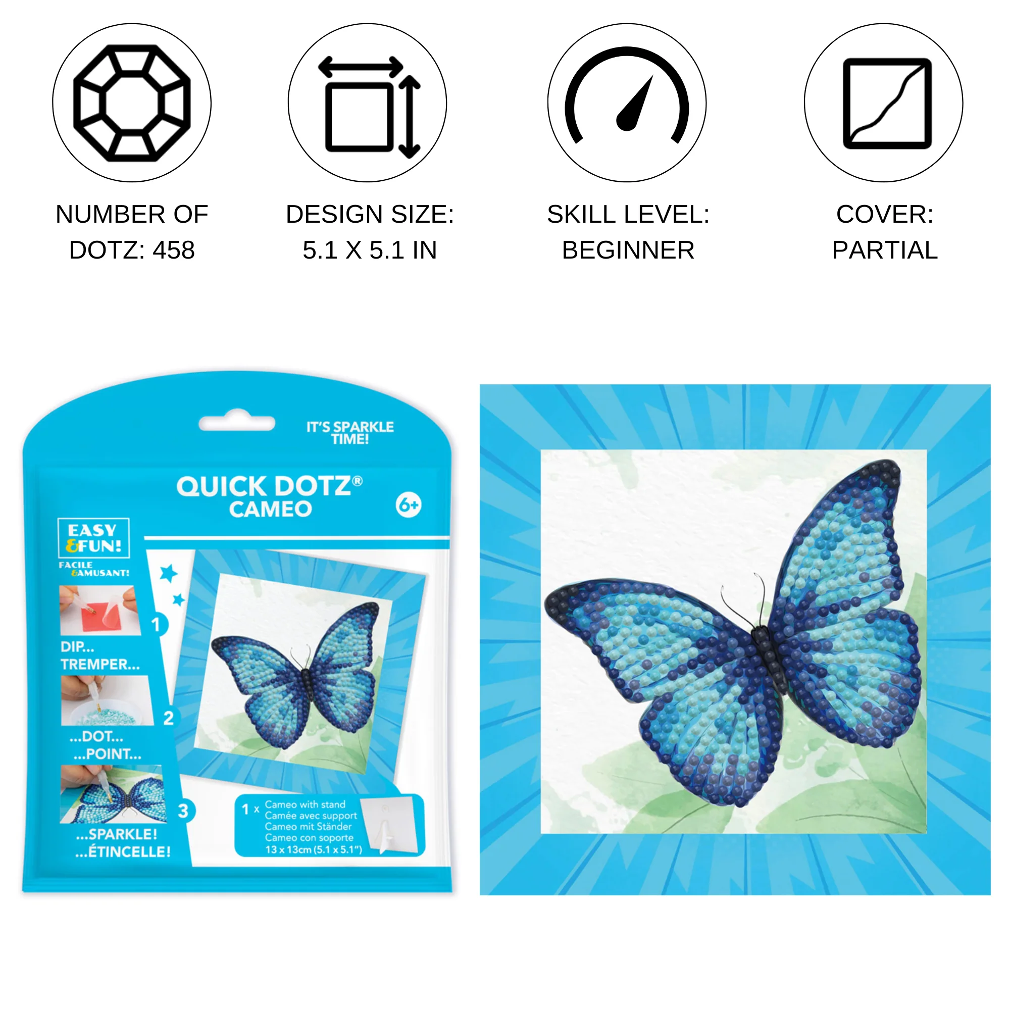 Diamond Dotz DOTZIES Blue Butterfly Diamond Painting - 5.1" x 5.1" - Image 4