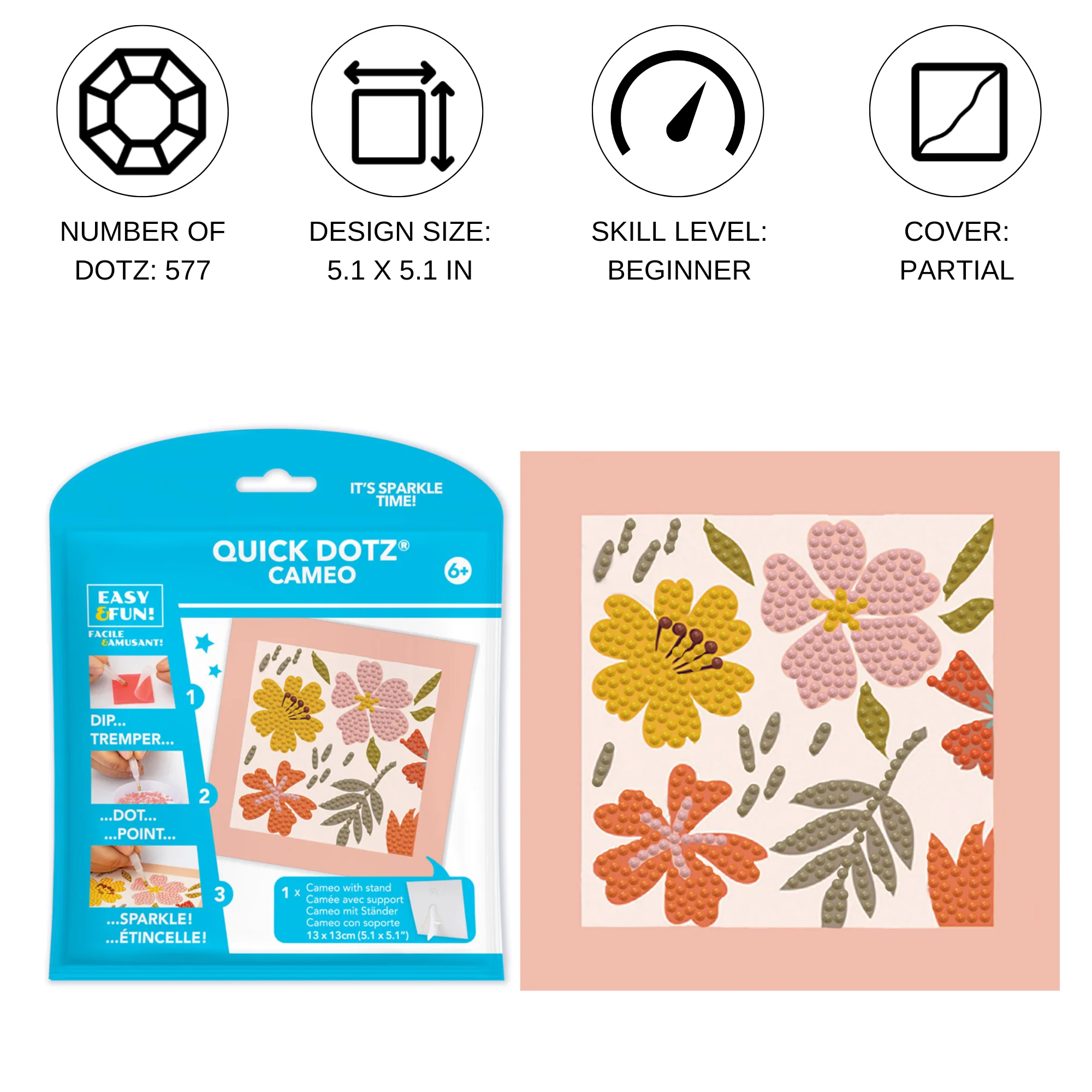 Diamond Dotz DOTZIES Floral Diamond Painting - 5.1" x 5.1" - Image 4