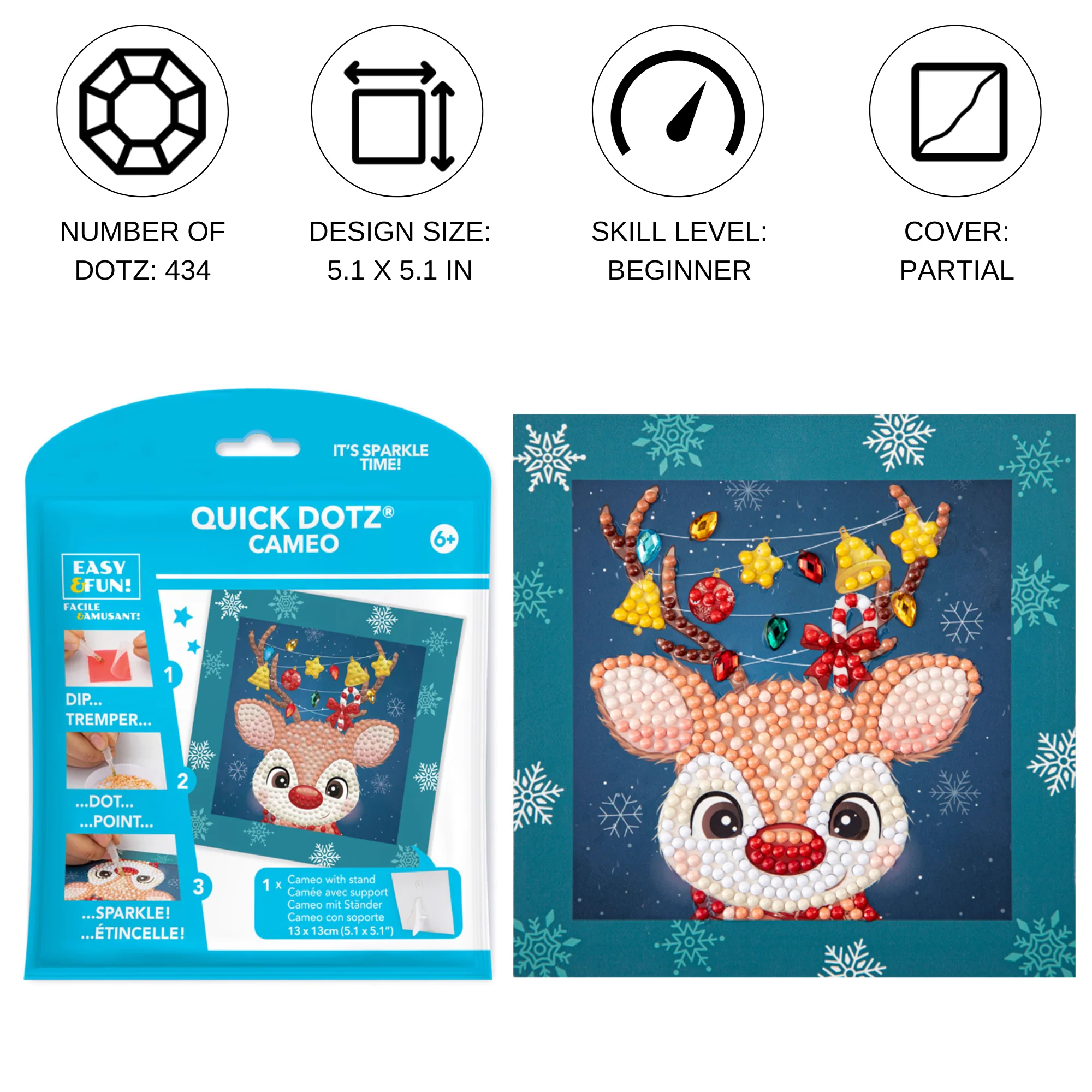 Diamond Dotz DOTZIES Reindeer Diamond Painting - 5.1" x 5.1" - Image 4