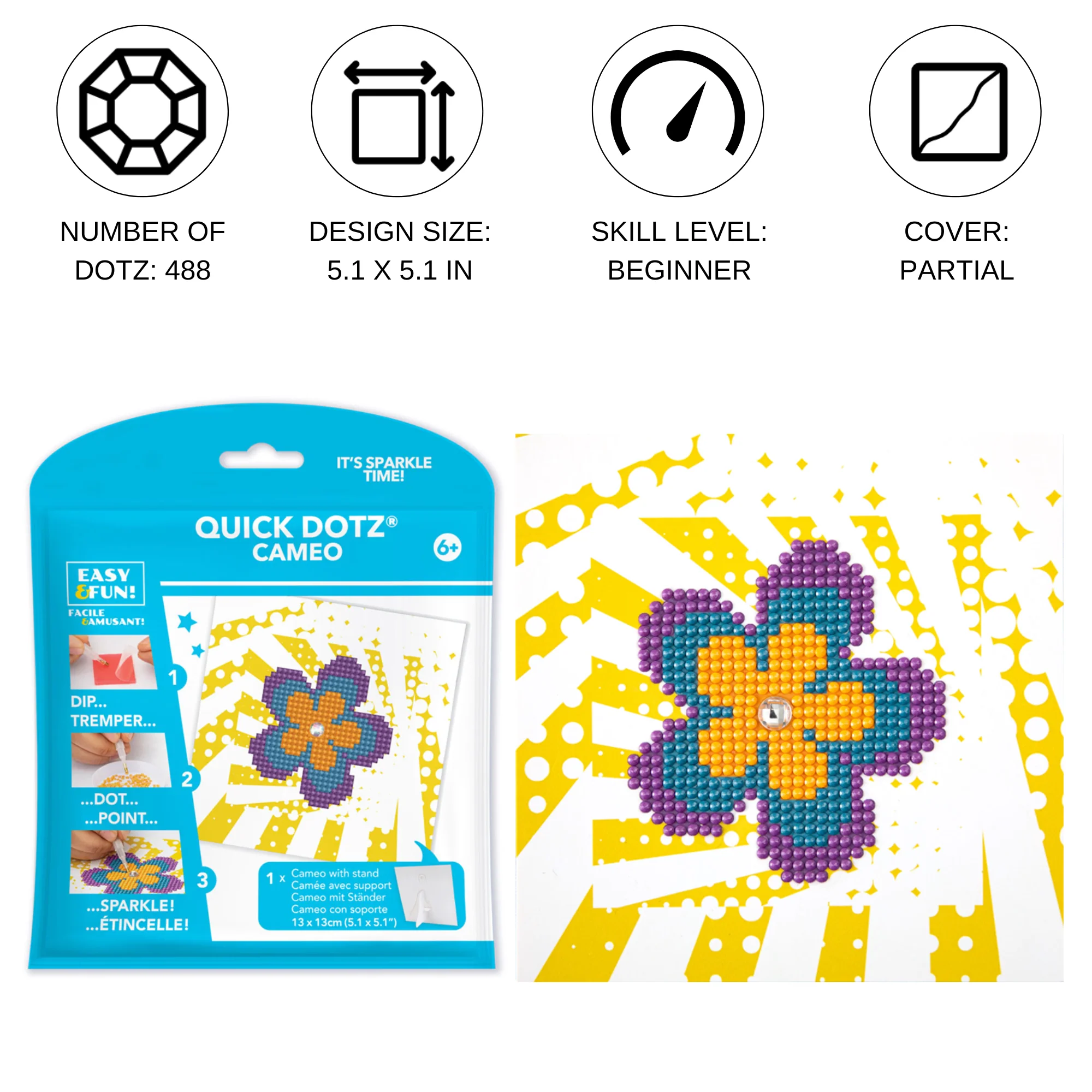 Diamond Dotz DOTZIES Retro Flower Diamond Painting - 5.1" x 5.1" - Image 4