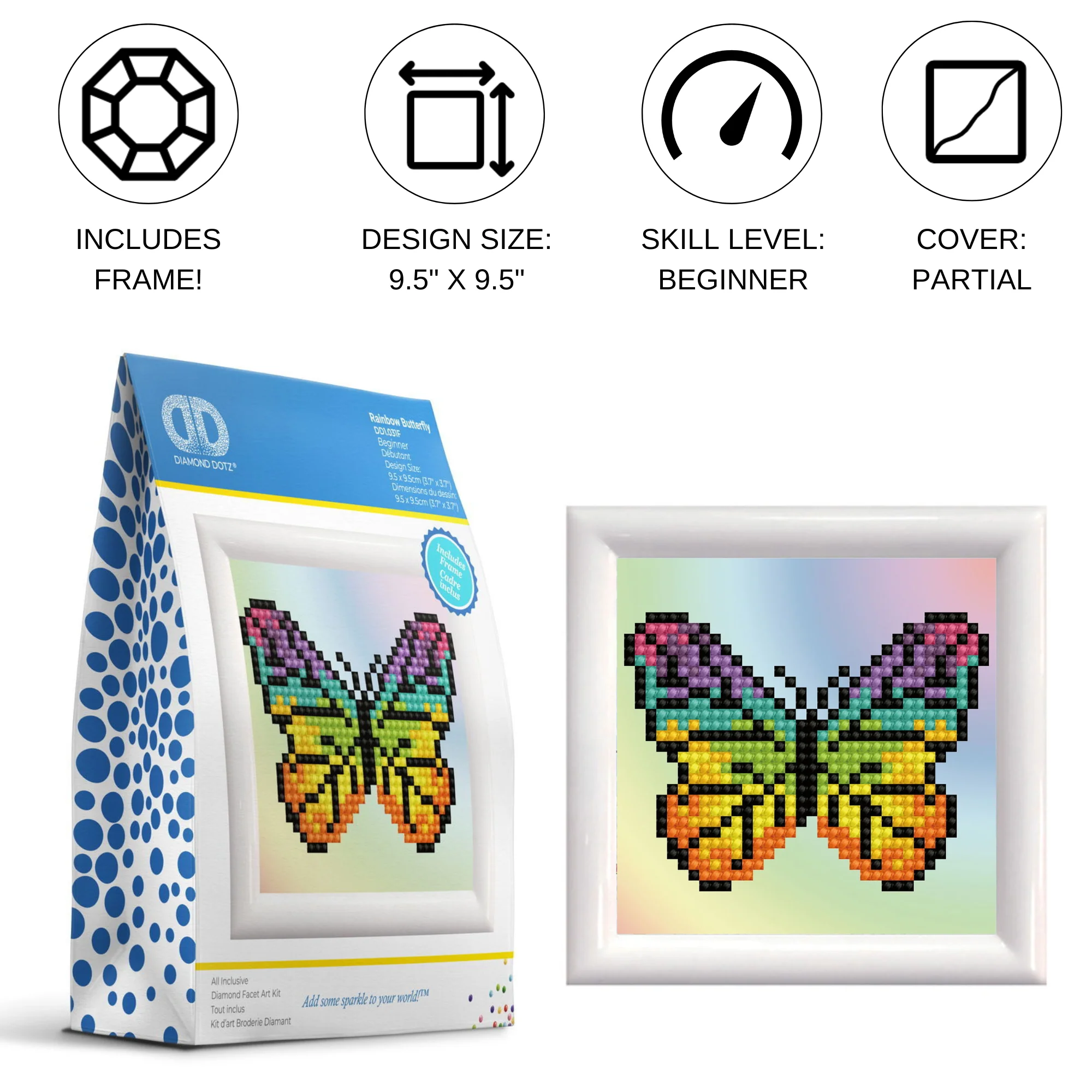 Diamond Dotz Rainbow Butterfly Includes Frame - 4.0" x 4.0" - Image 3