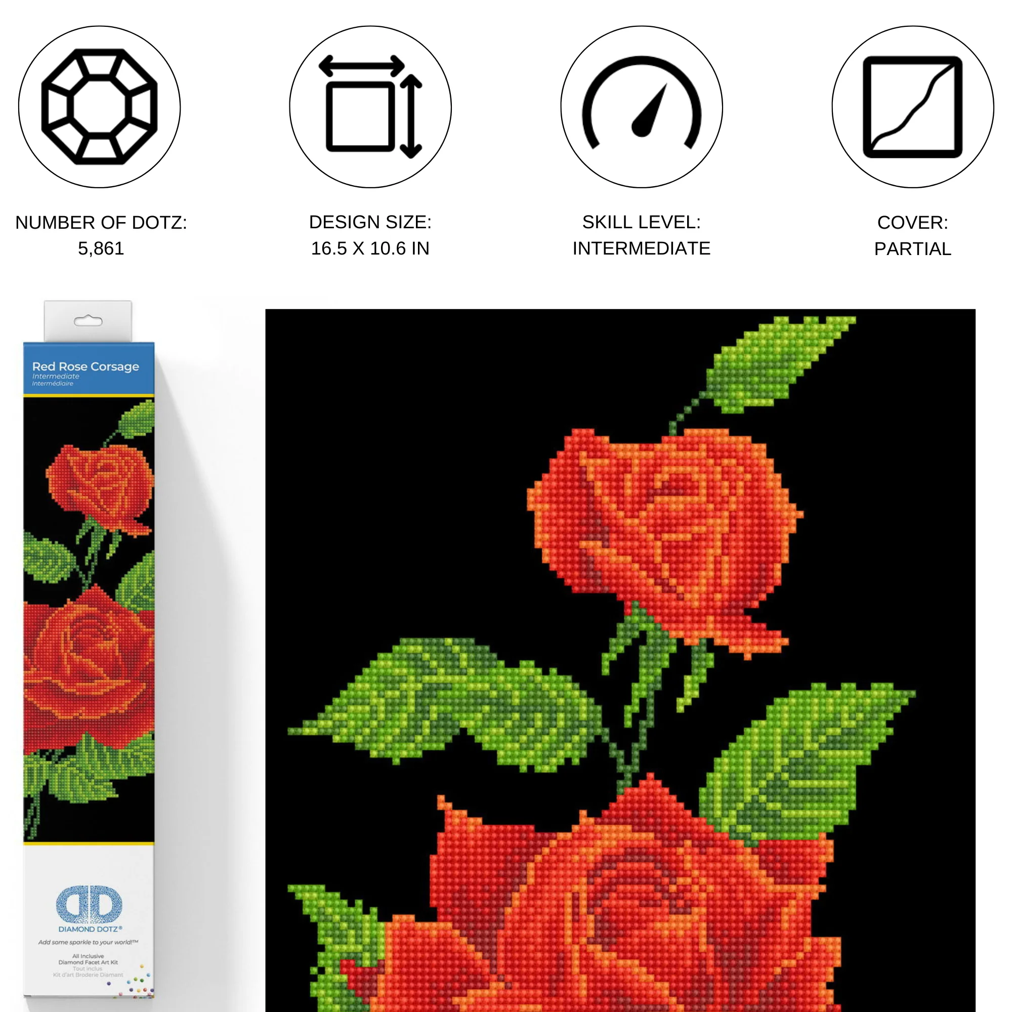 Diamond Dotz Red Rose Corsage - 10.6" x 16.5" - Image 3