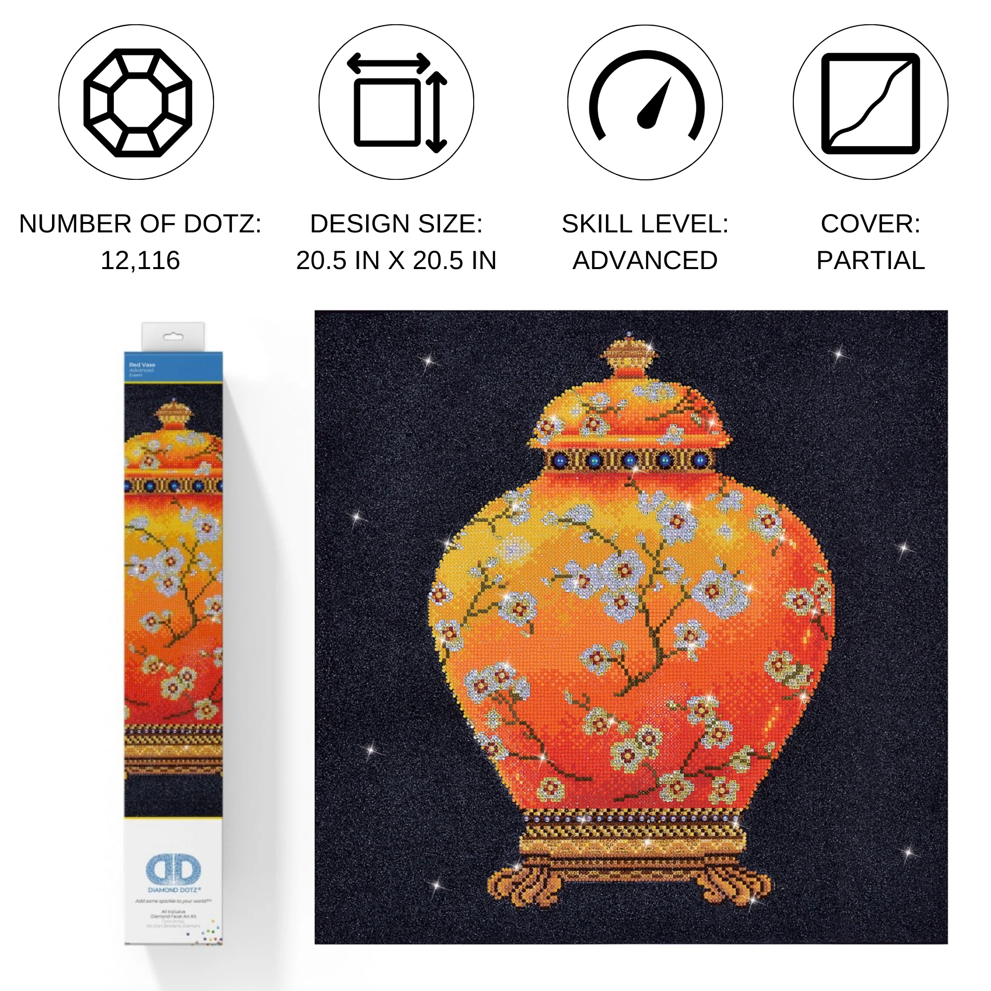 Diamond Dotz Red Vase - 20.5" x 20.5" - Image 4