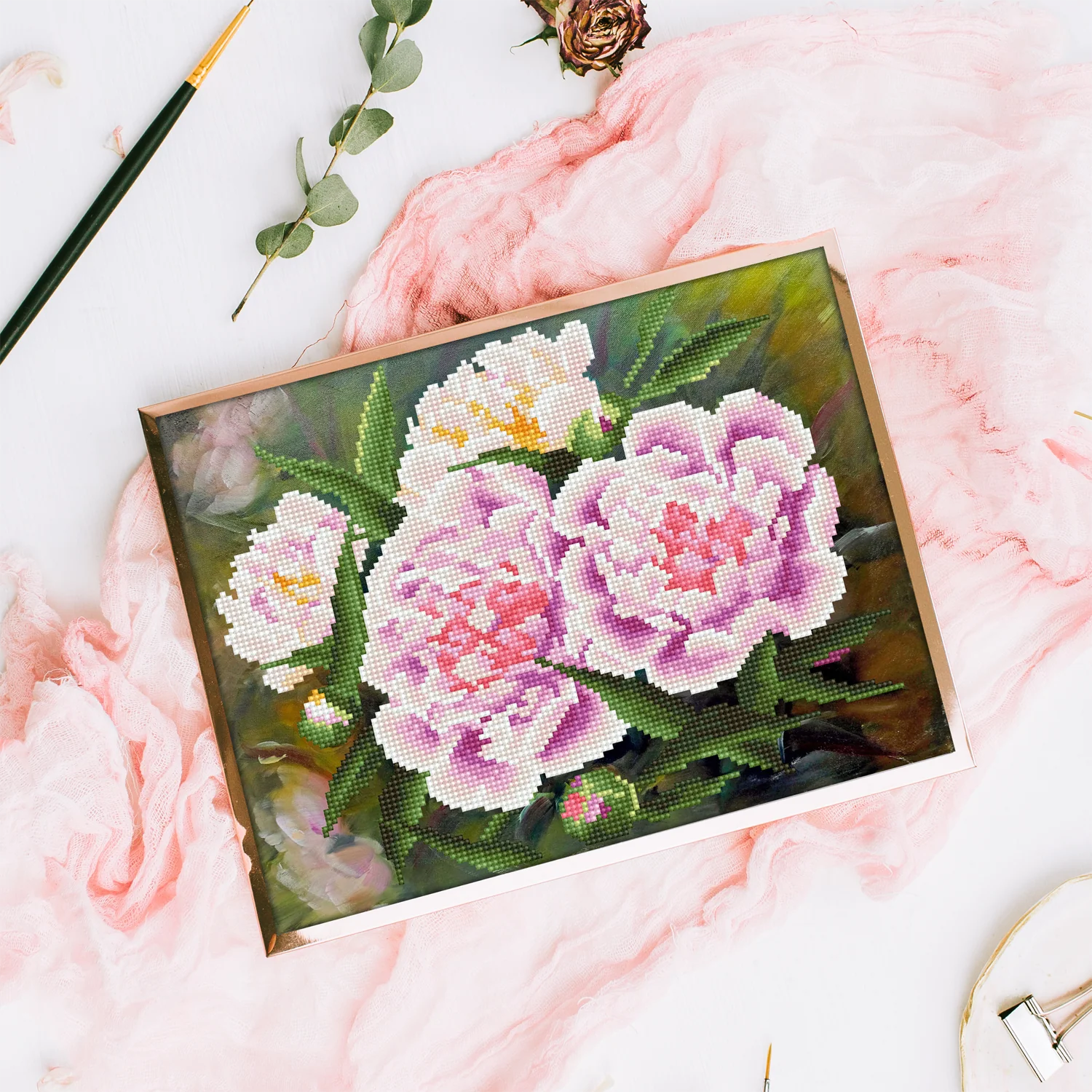 Romantic Pink Peonies - 14" x 11" - Image 2