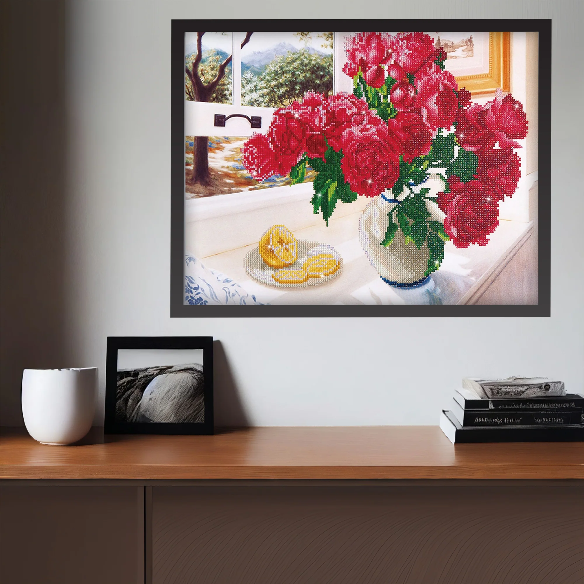 Diamond Dotz Roses by the Window - 22.4" x 19.3" - Image 2