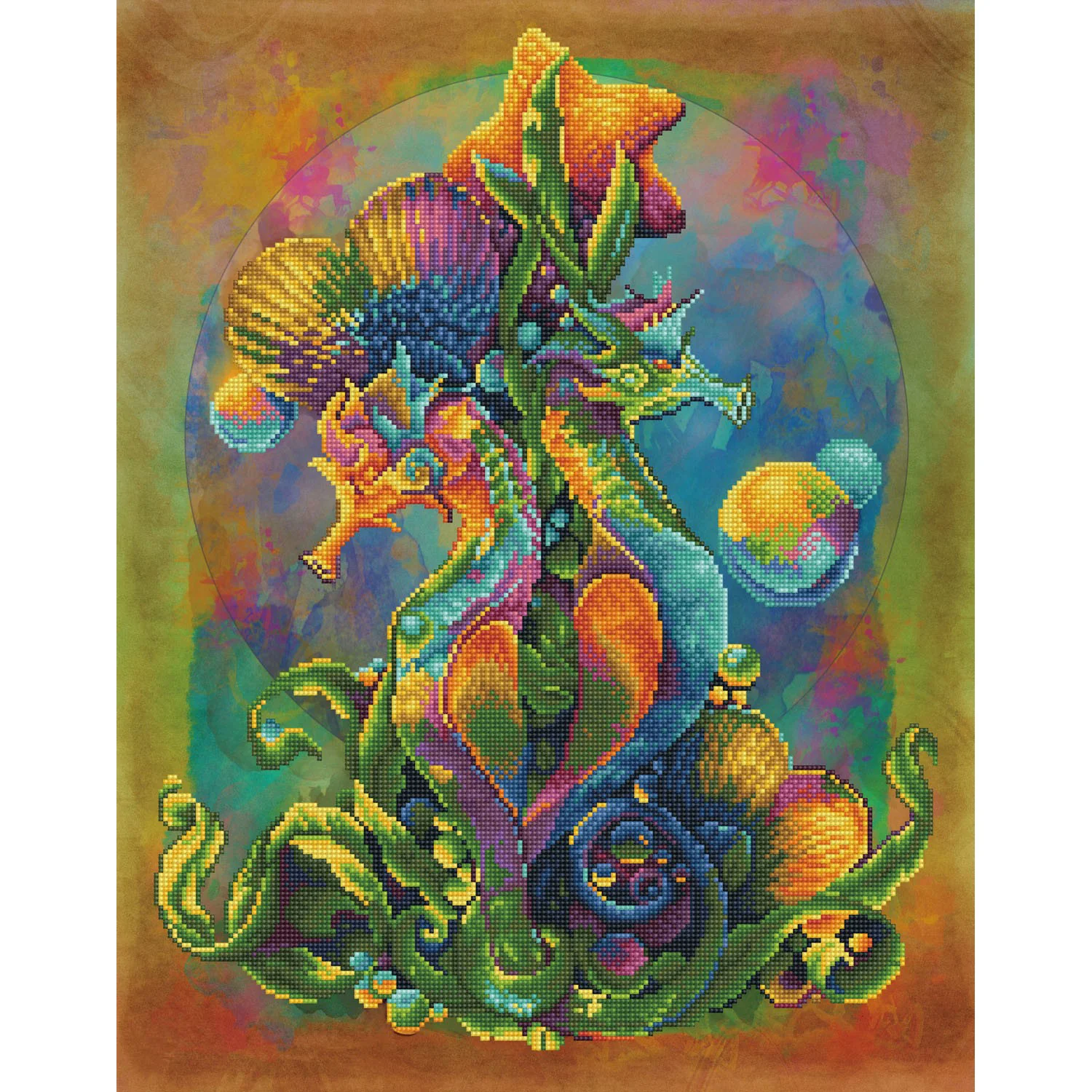 Diamond Dotz Sea Horses - 20.5" x 26.0" - Image 6