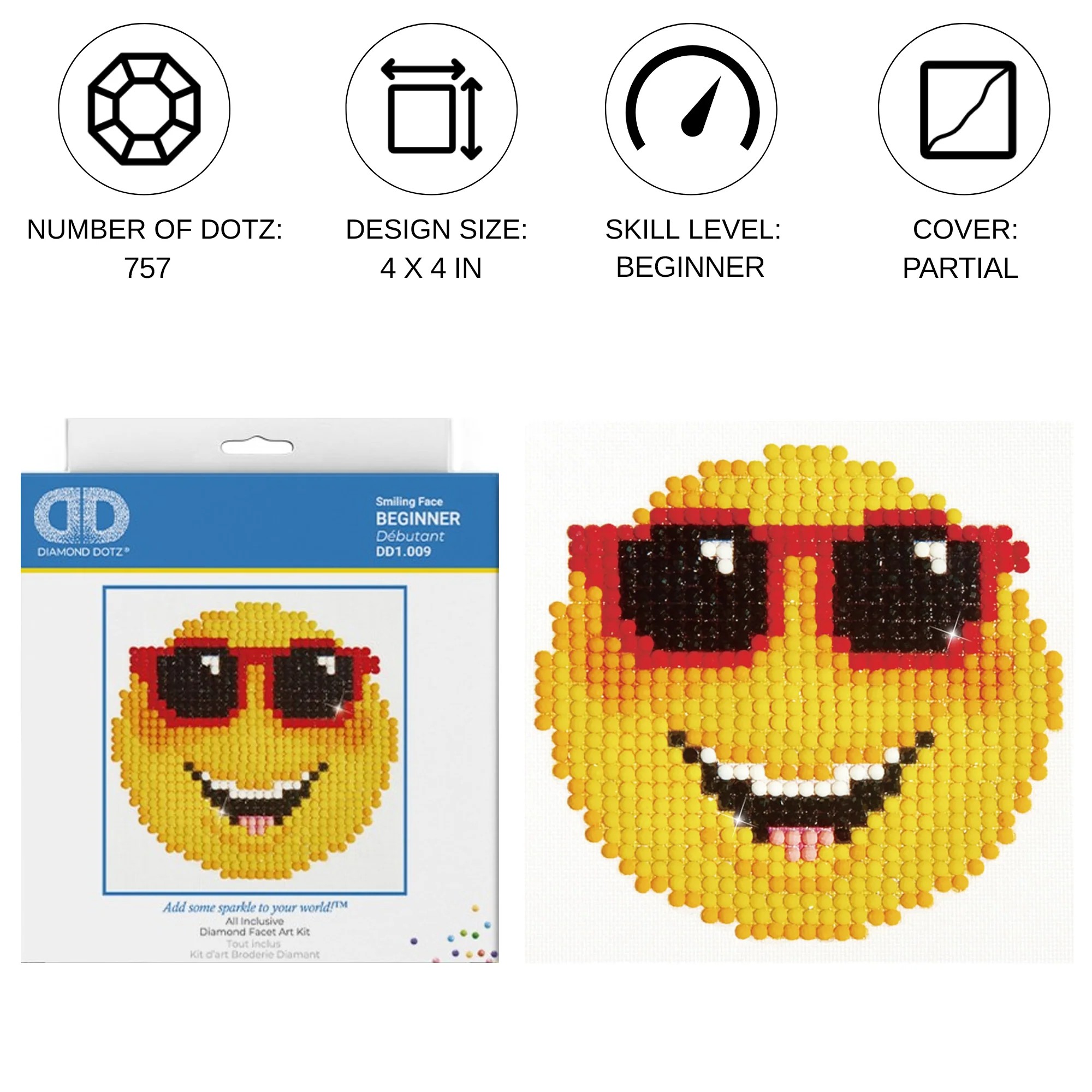 Diamond Dotz Smiling Face - 4.0" x 4.0" - Image 3