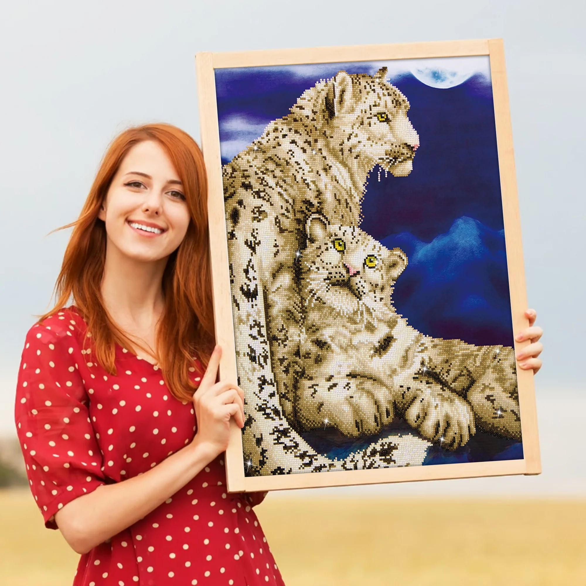 Diamond Dotz Snow Leopards - 20.5" x 30.3" - Image 5