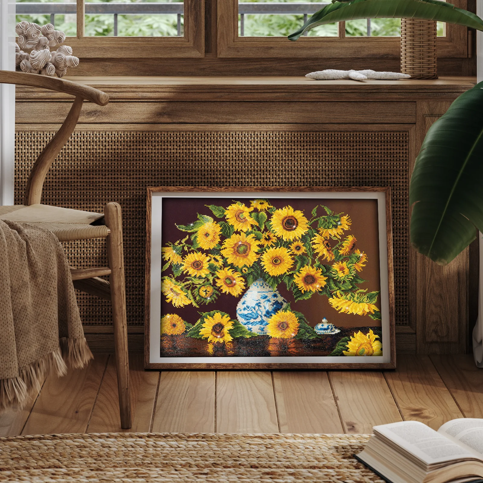 Diamond Dotz Sunflowers in a China Vase - 28.0" x 22.0" - Image 2