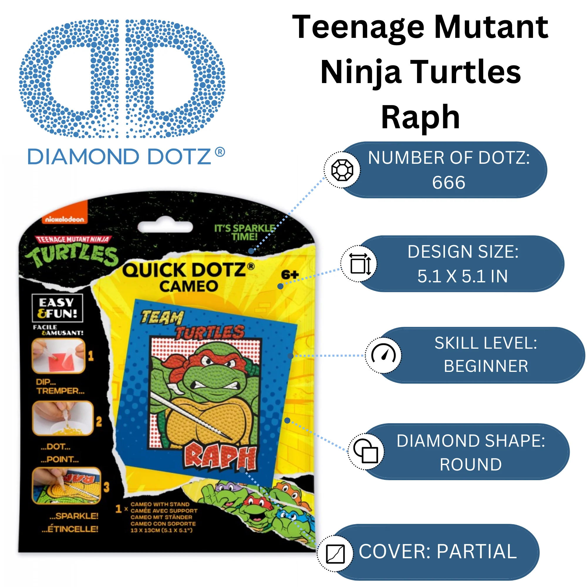 Diamond Dotz DOTZIES TMNT Raph Diamond Painting - 5.1" x 5.1" - Image 3