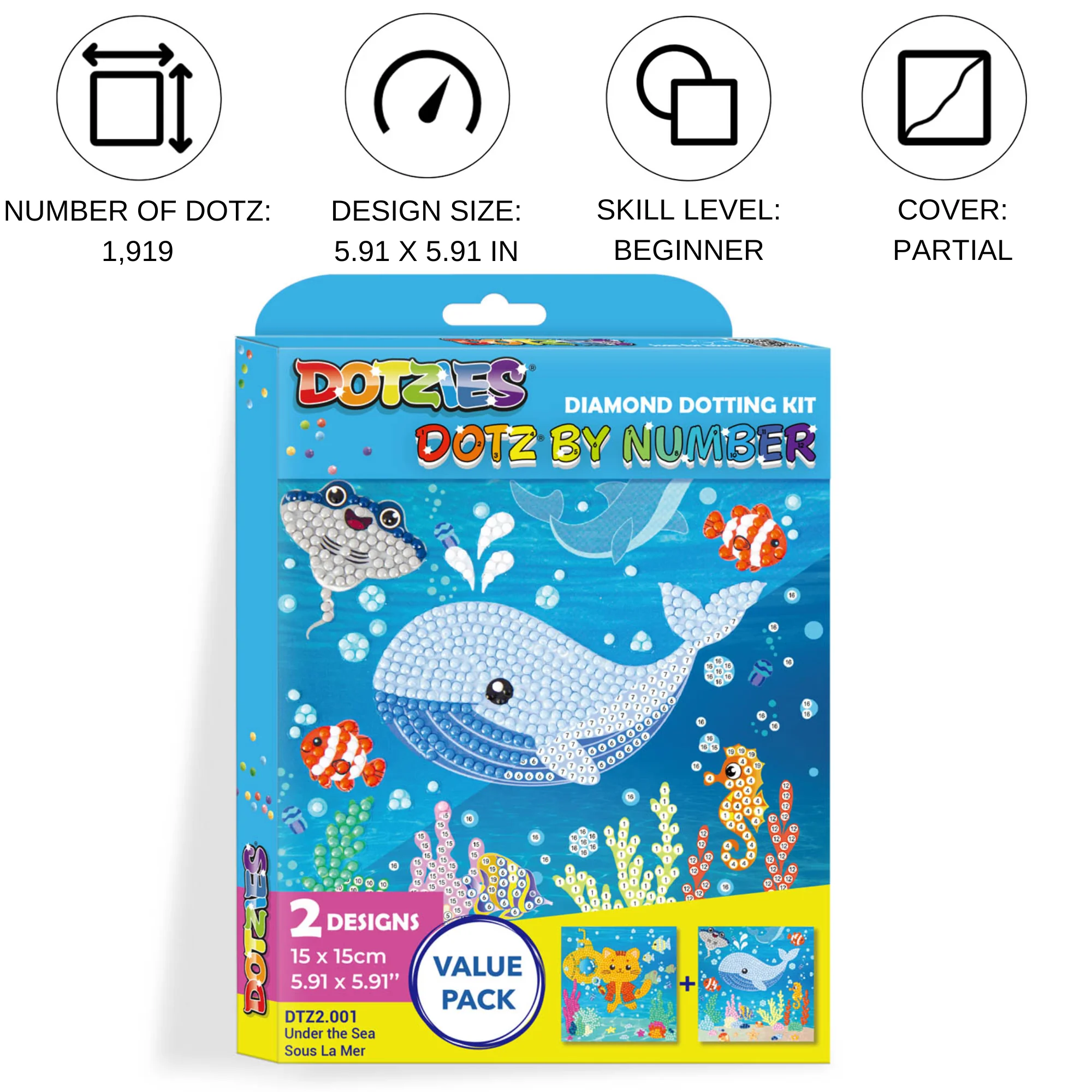 Diamond Dotz DOTZIES Under the Sea Diamond Painting - 5.9" x 5.9" - Image 3