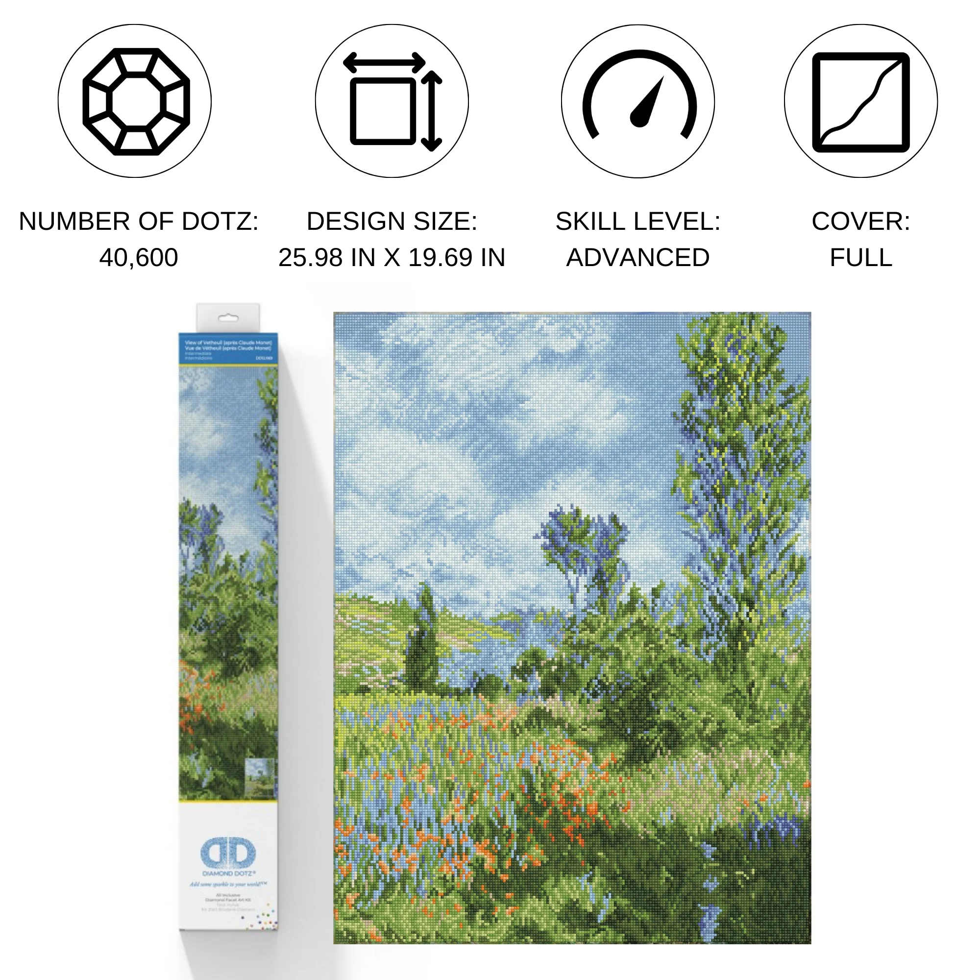 Diamond Dotz View of Vetheuil (apres Claude Monet) - 19.7" x 26.0" - Image 5
