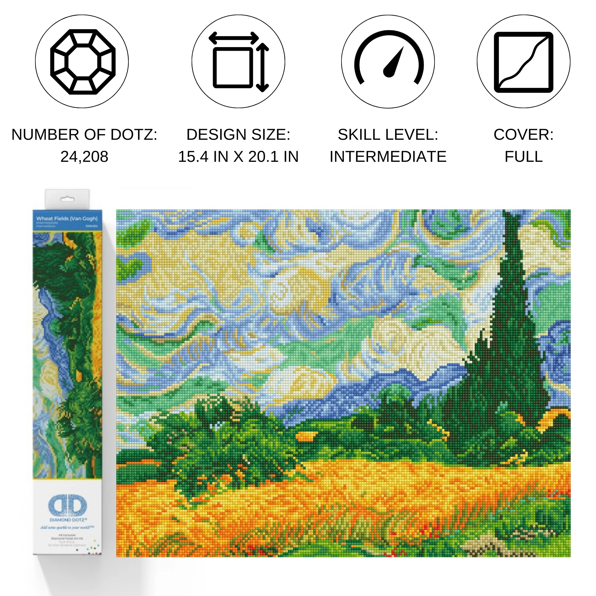 Diamond Dotz Wheat Fields (Van Gogh) - 20.1" x 15.4" - Image 5