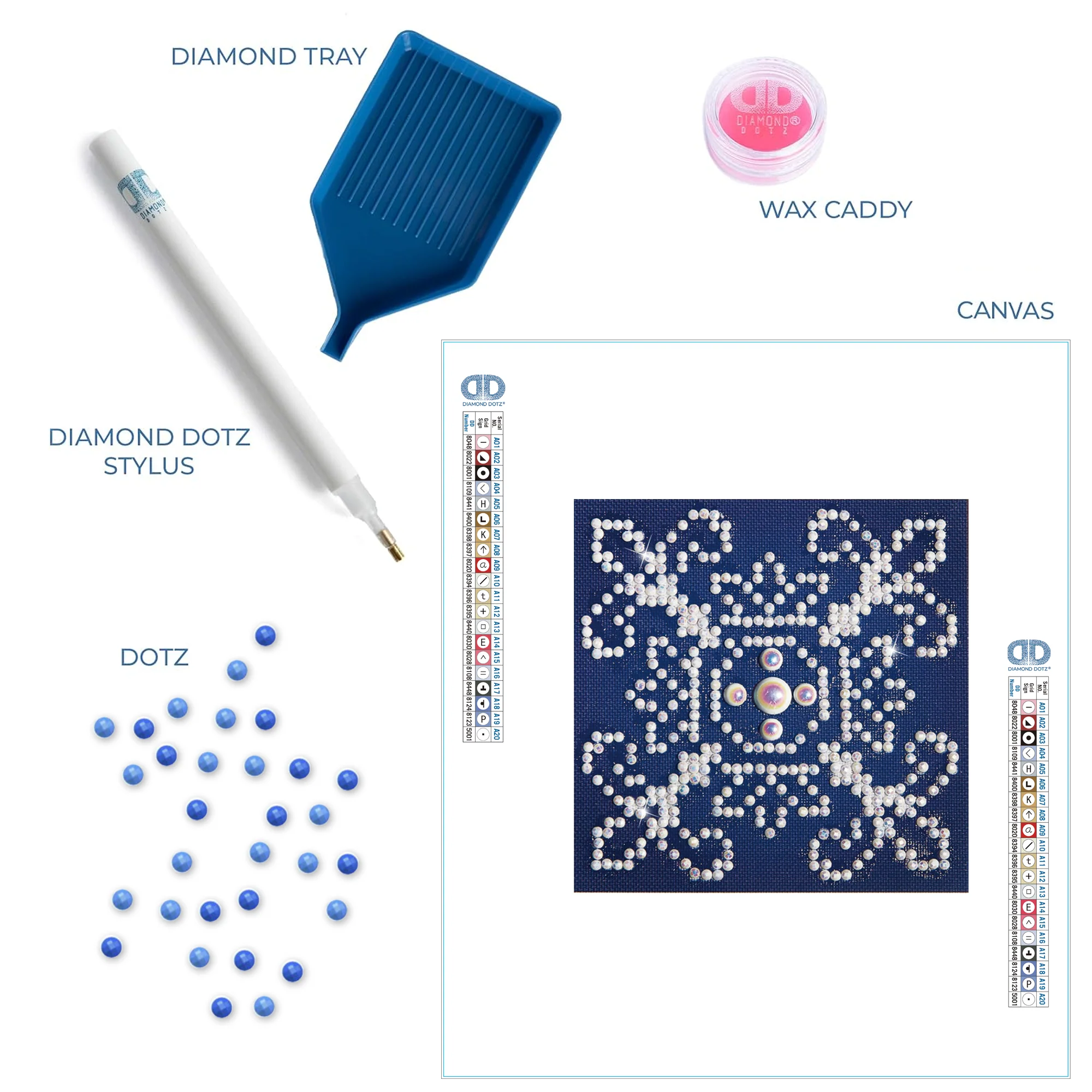 Diamond Dotz White on Blue - 4.0" x 4.0" - Image 6