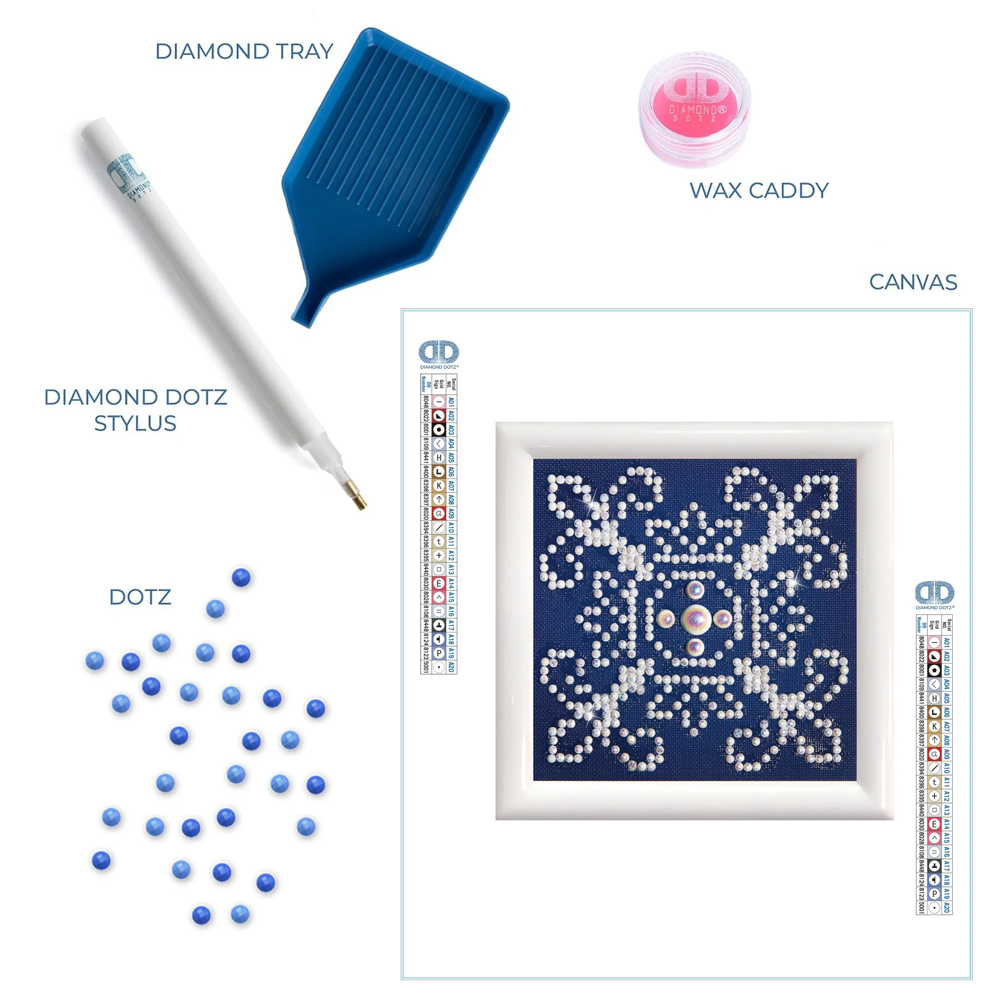 Diamond Dotz White on Blue with Frame - 4.0" x 4.0" - Image 6