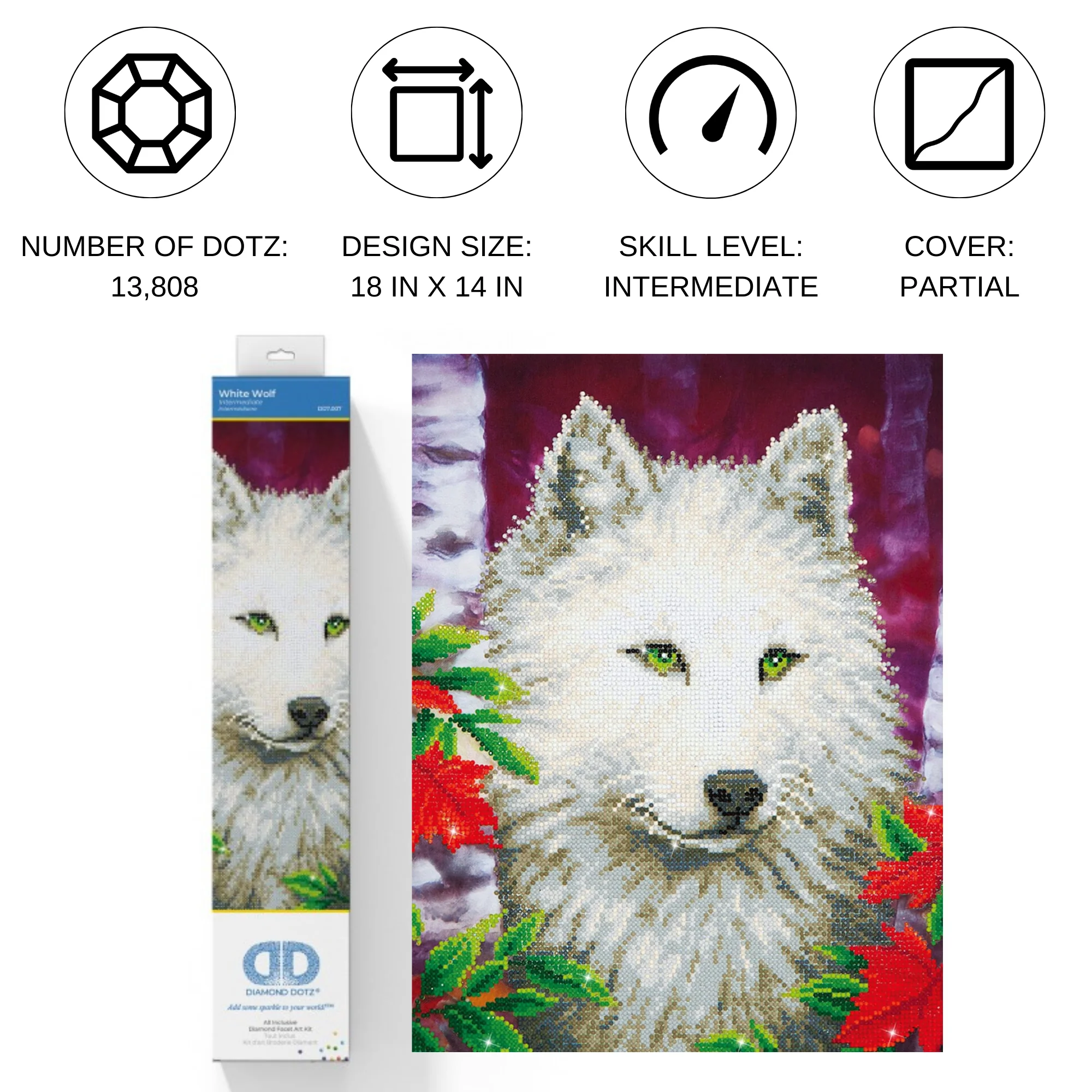 Diamond Dotz White Wolf - 14.0" x 18.0" - Image 4