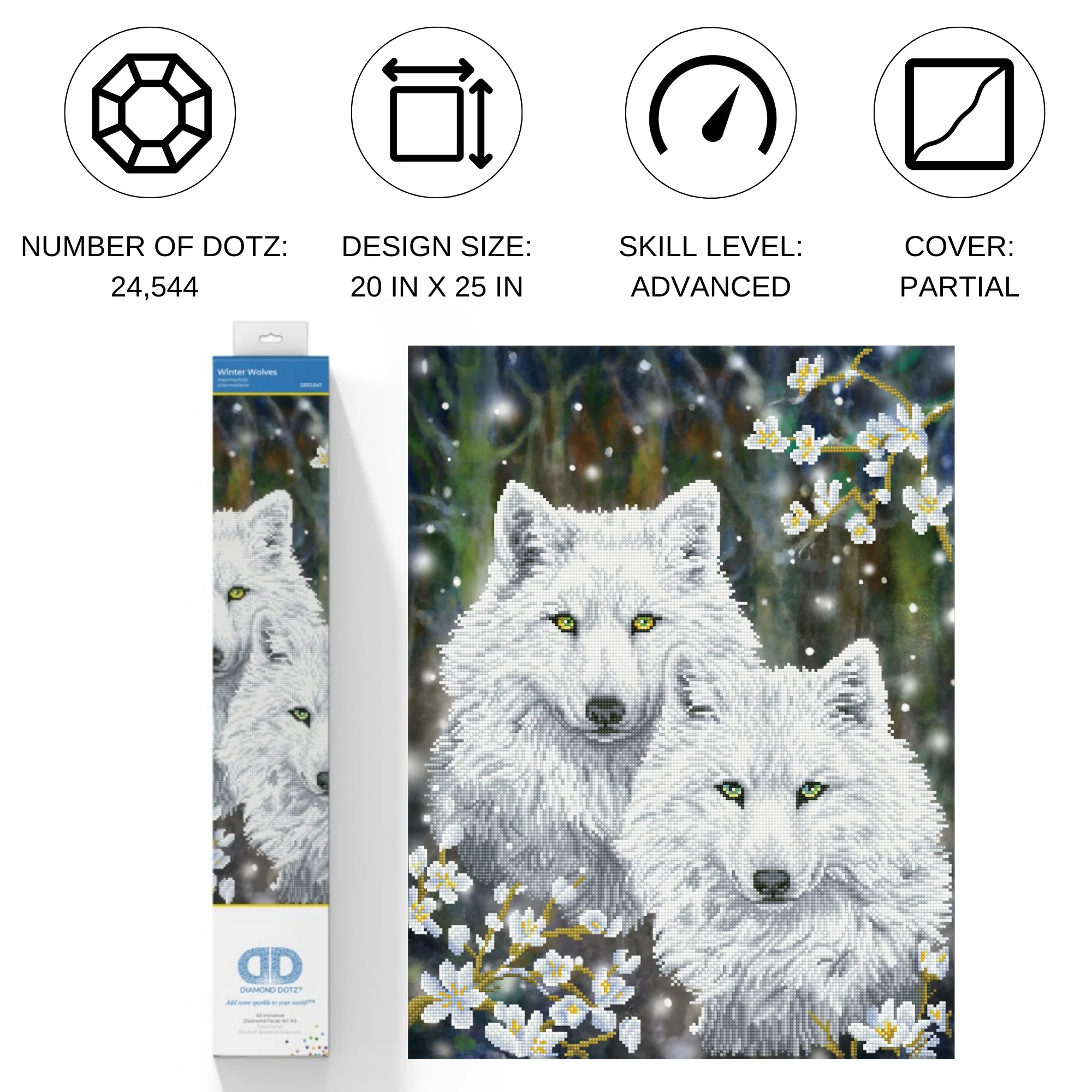 Diamond Dotz Winter Wolves - 20.1" x 26.0" - Image 4