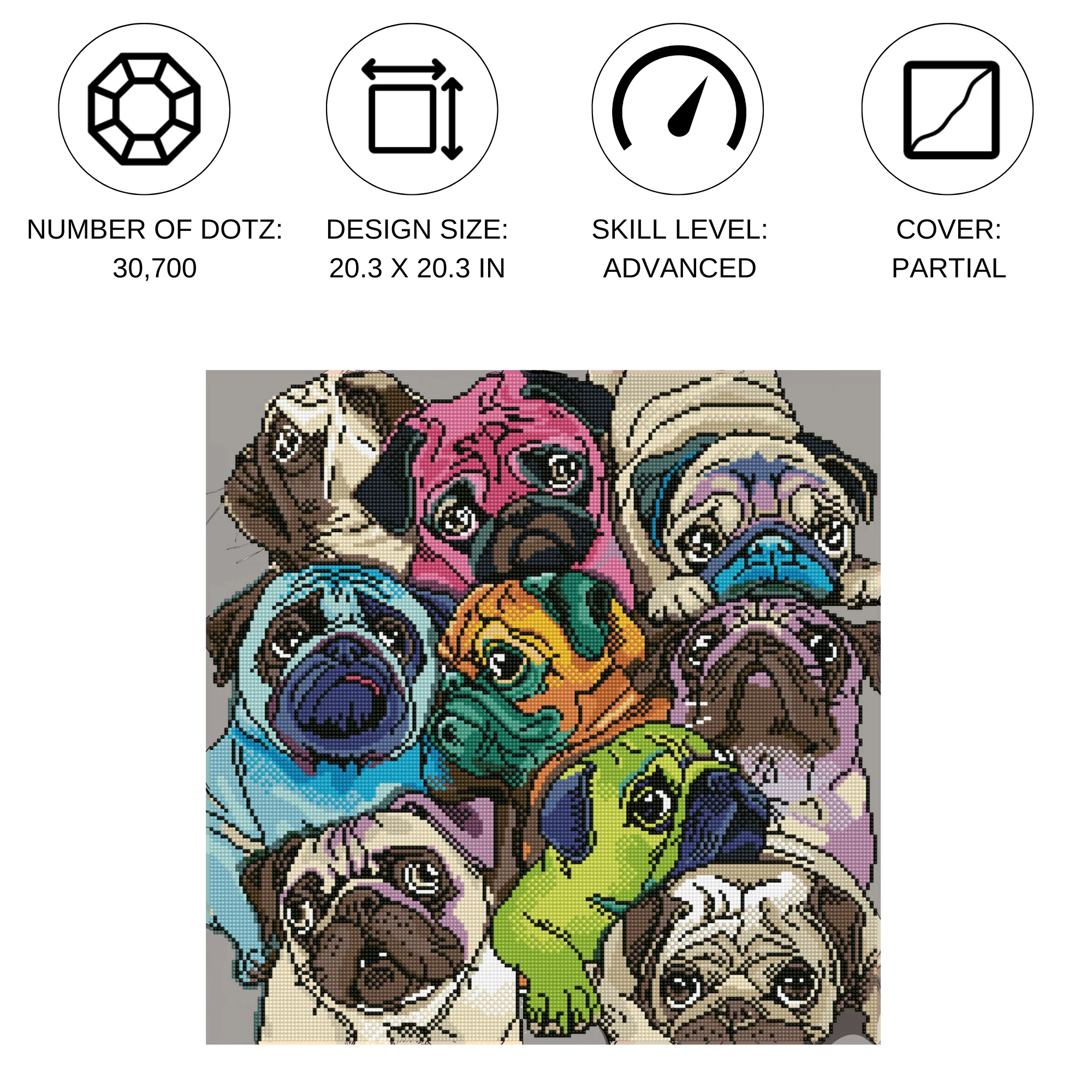 Diamond Dotz World of Pugs - 20.3" x 20.3" - Image 4