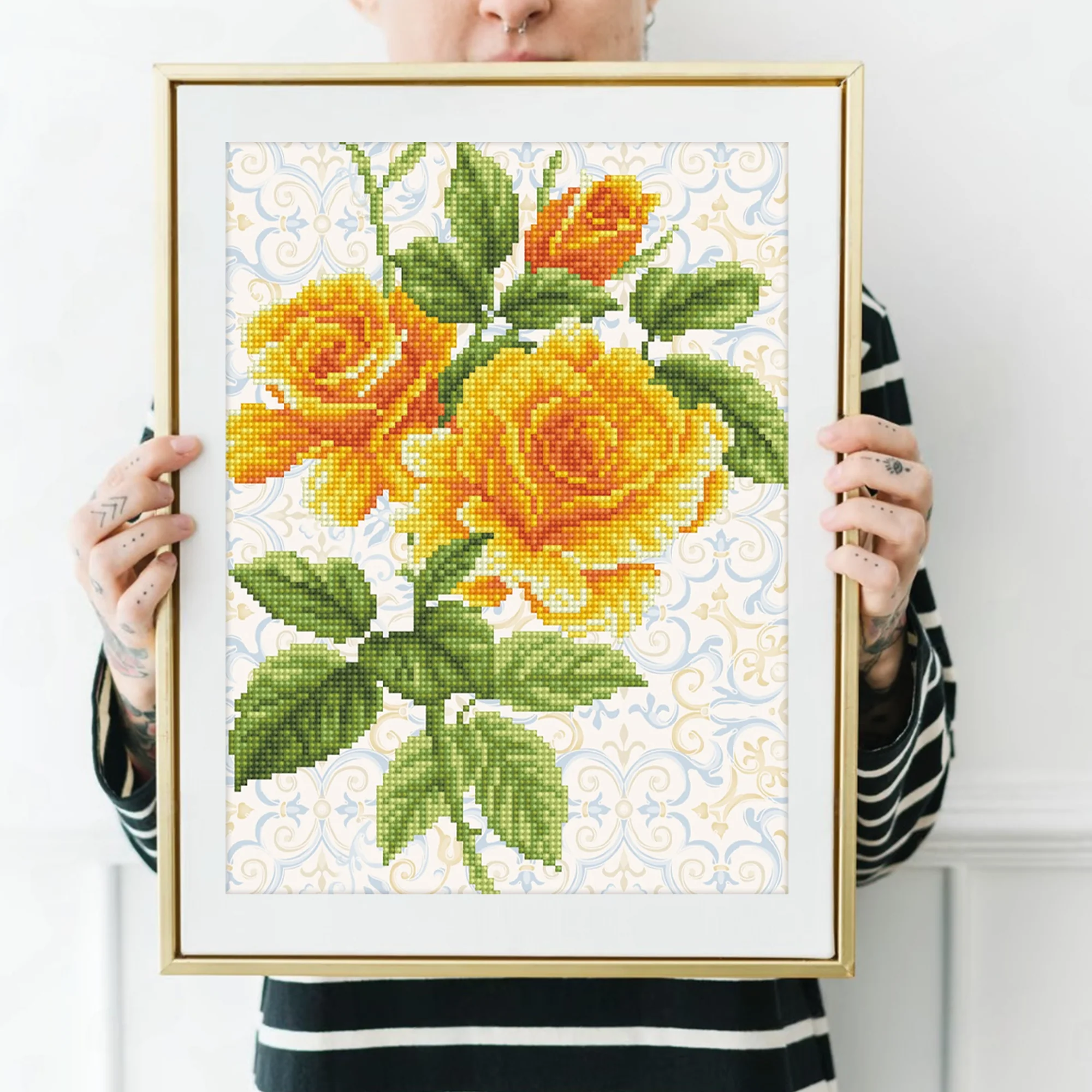 Diamond Dotz Yellow Rose Bouquet - 11.0" x 14.2" - Image 4
